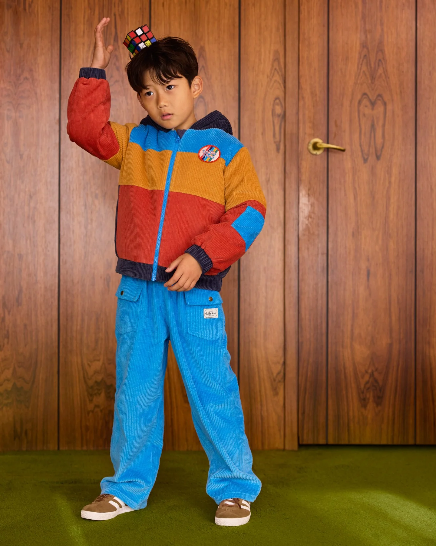 Retro Corduroy Colourblock Jacket - Primary - Image 2