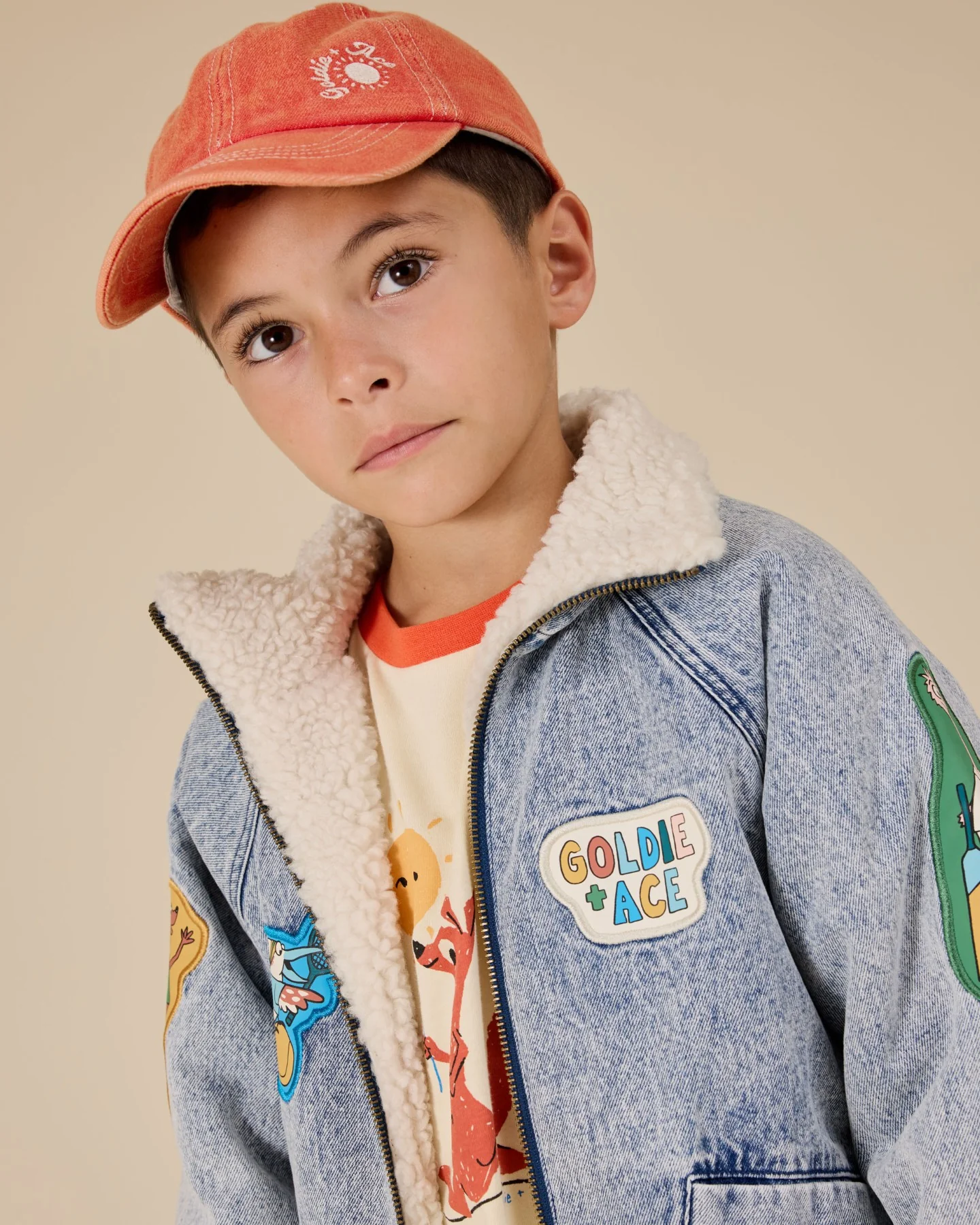 Tate Embroidered Denim Cap - Apple Red - Image 2