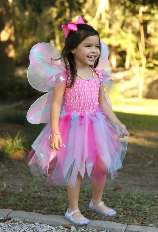 Pink Butterfly Dress & Wings with Wand Size 5-6 - Image 5