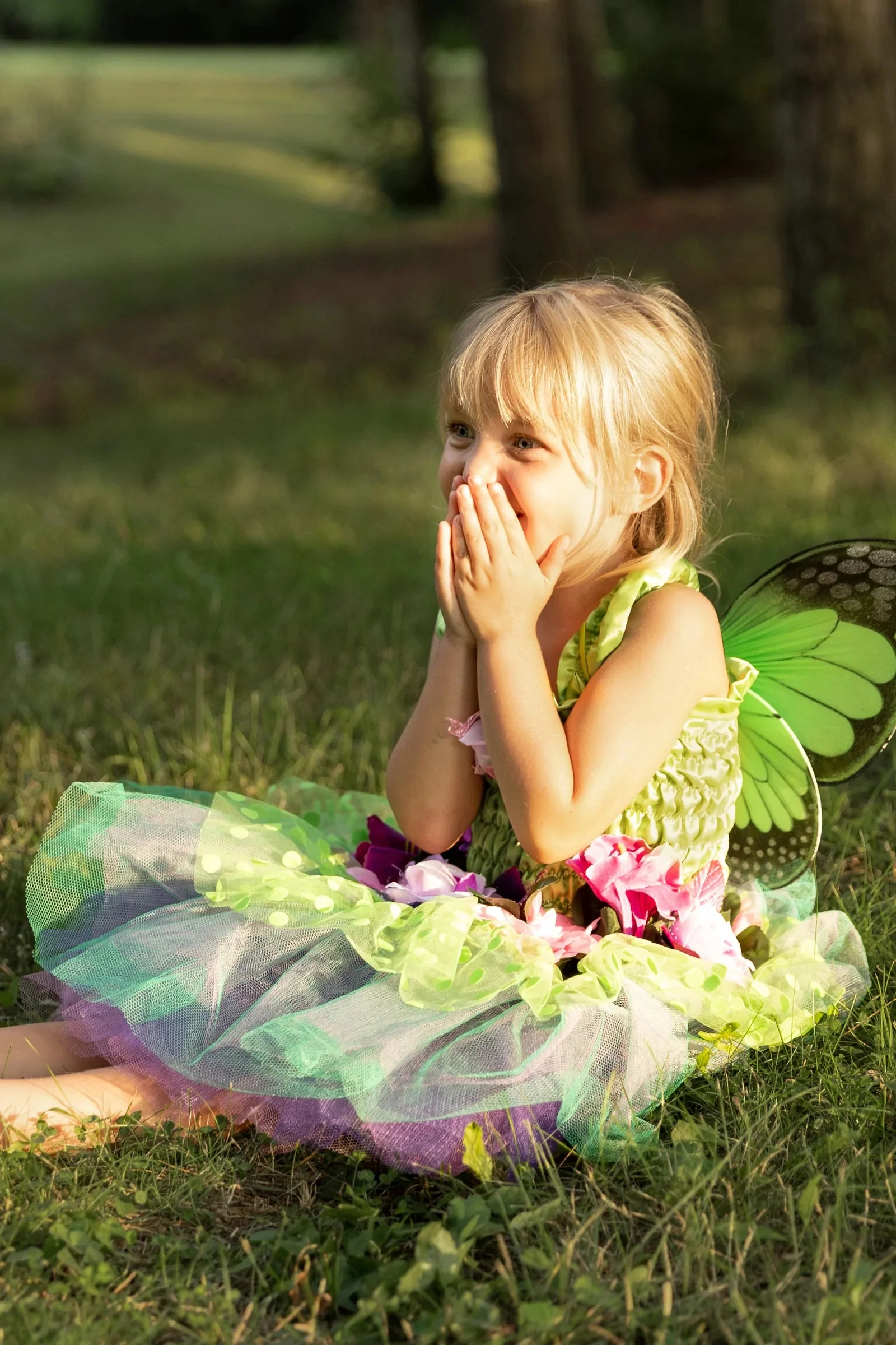 Green Fairy Blooms Deluxe Dress with Wings - Size 3-4 - Image 4