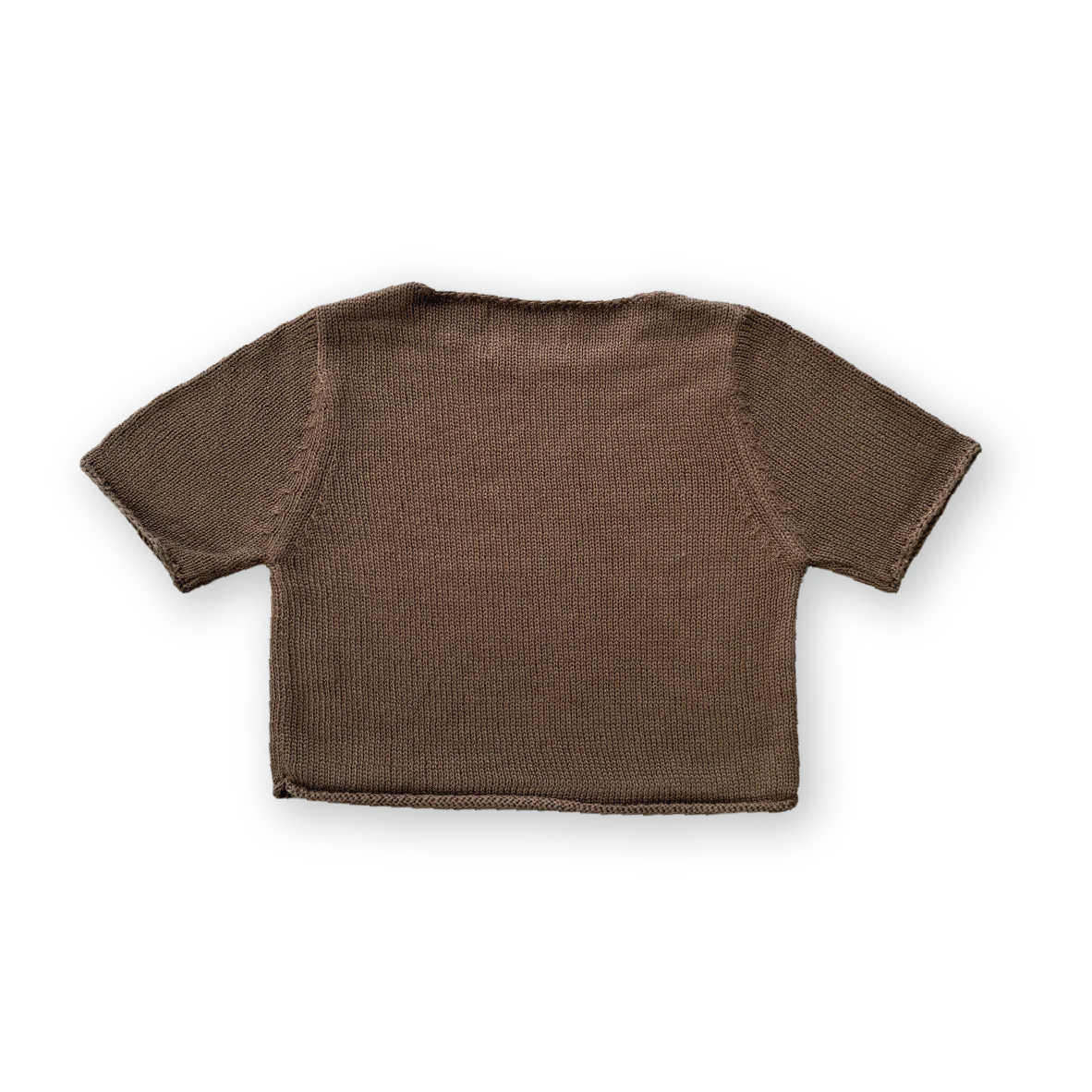 Grown Blanket Stitch Knitted Tee - Cafe - Image 4