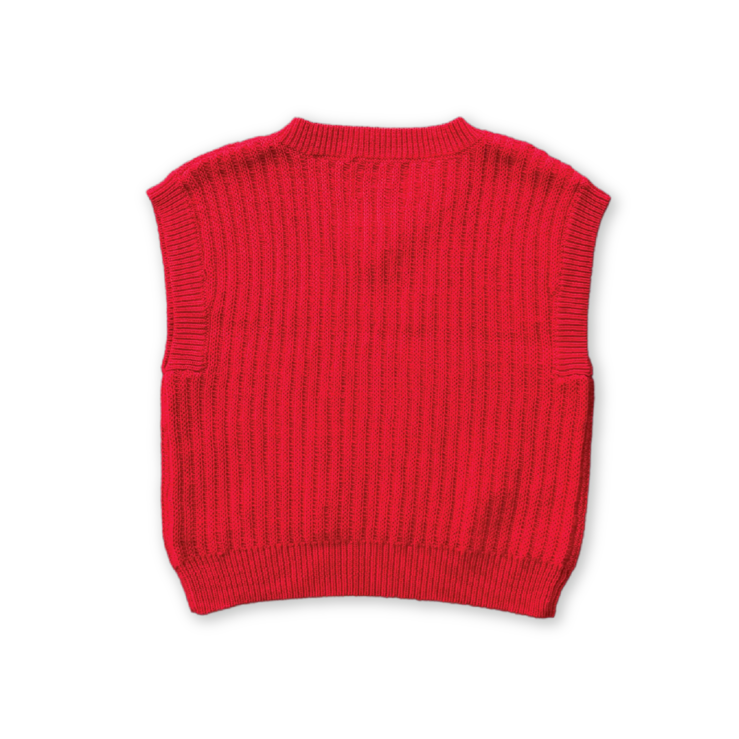 Chunky Rib V-Neck Vest - Flame - Image 6