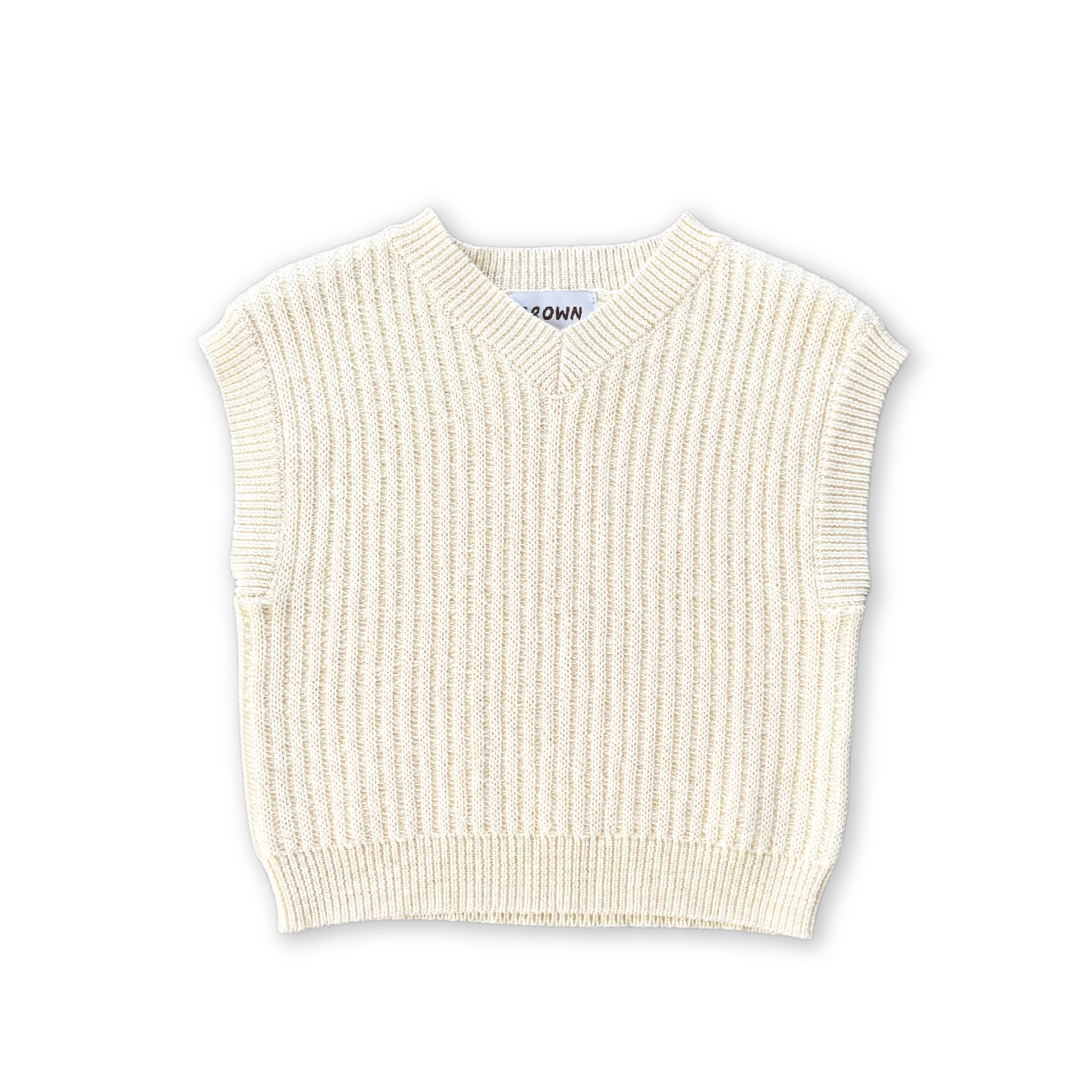 Chunky Rib V-Neck Vest - Milk