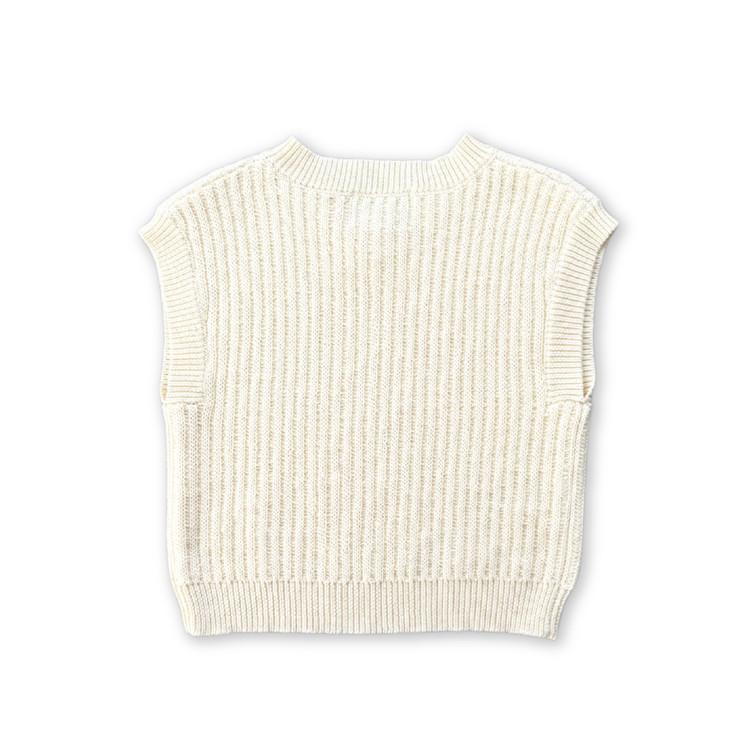 Chunky Rib V-Neck Vest - Milk - Image 7