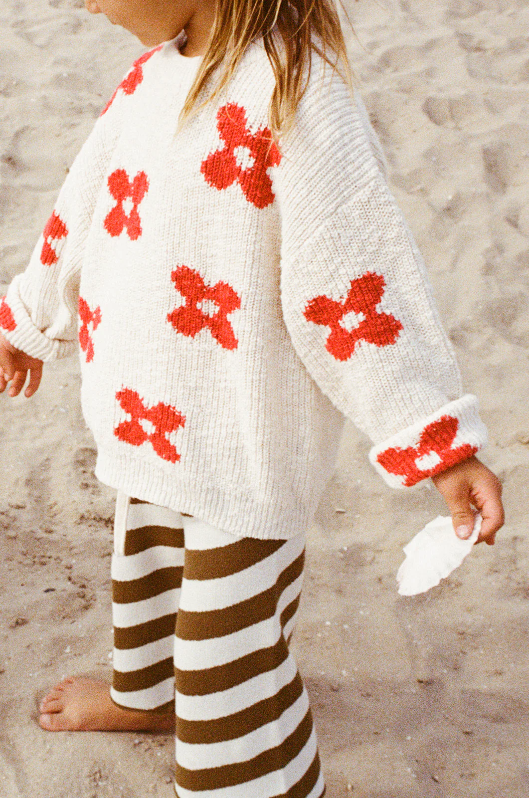 Diagonal Stripe Knit Flares - Coffee - Image 2
