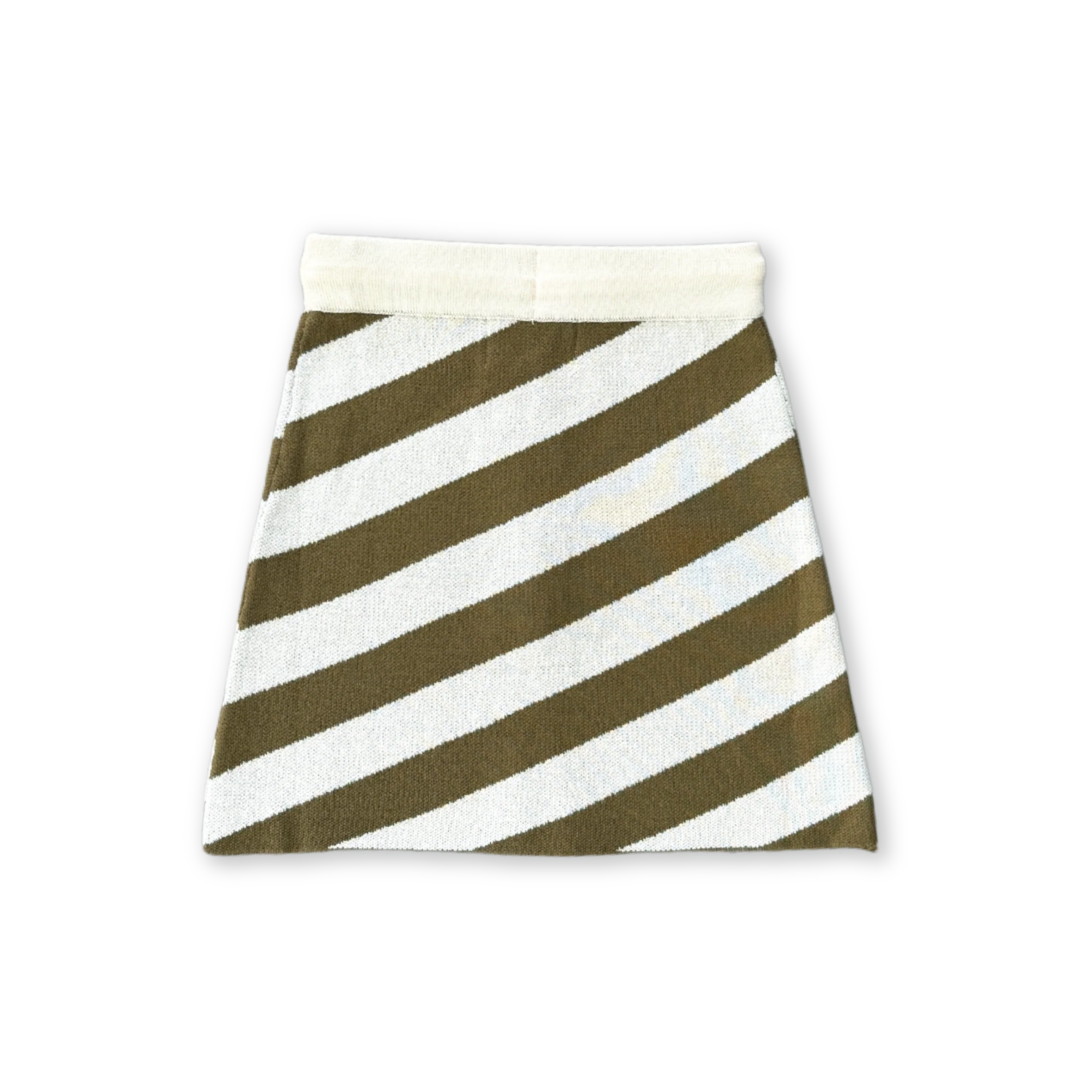 Diagonal Stripe Knit Skirt - Coffee - Image 7