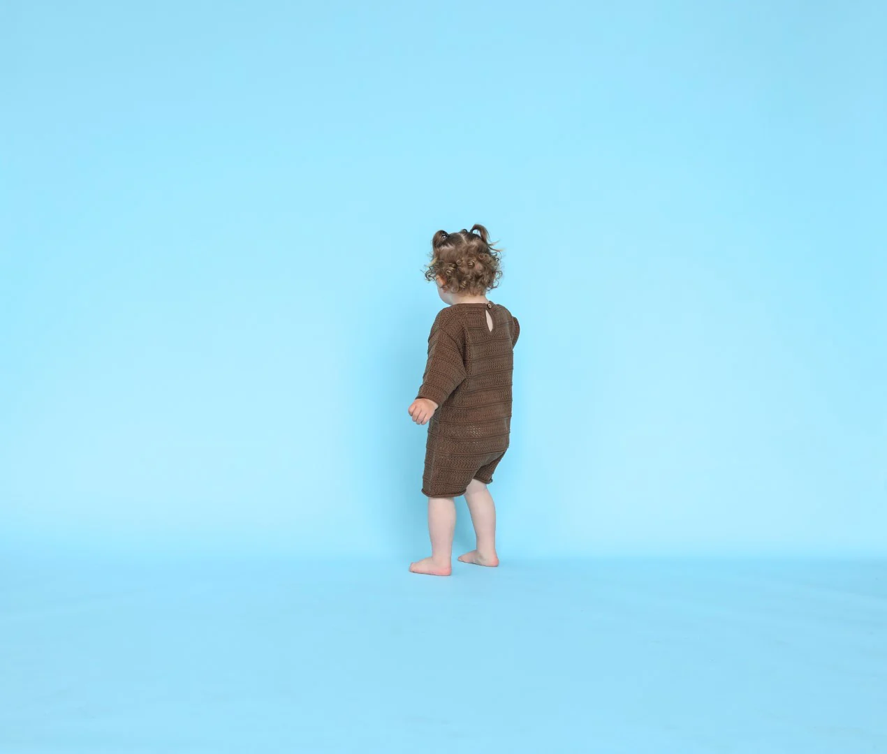 Grown Knitted Pointelle Playsuit - Cafe - Image 3