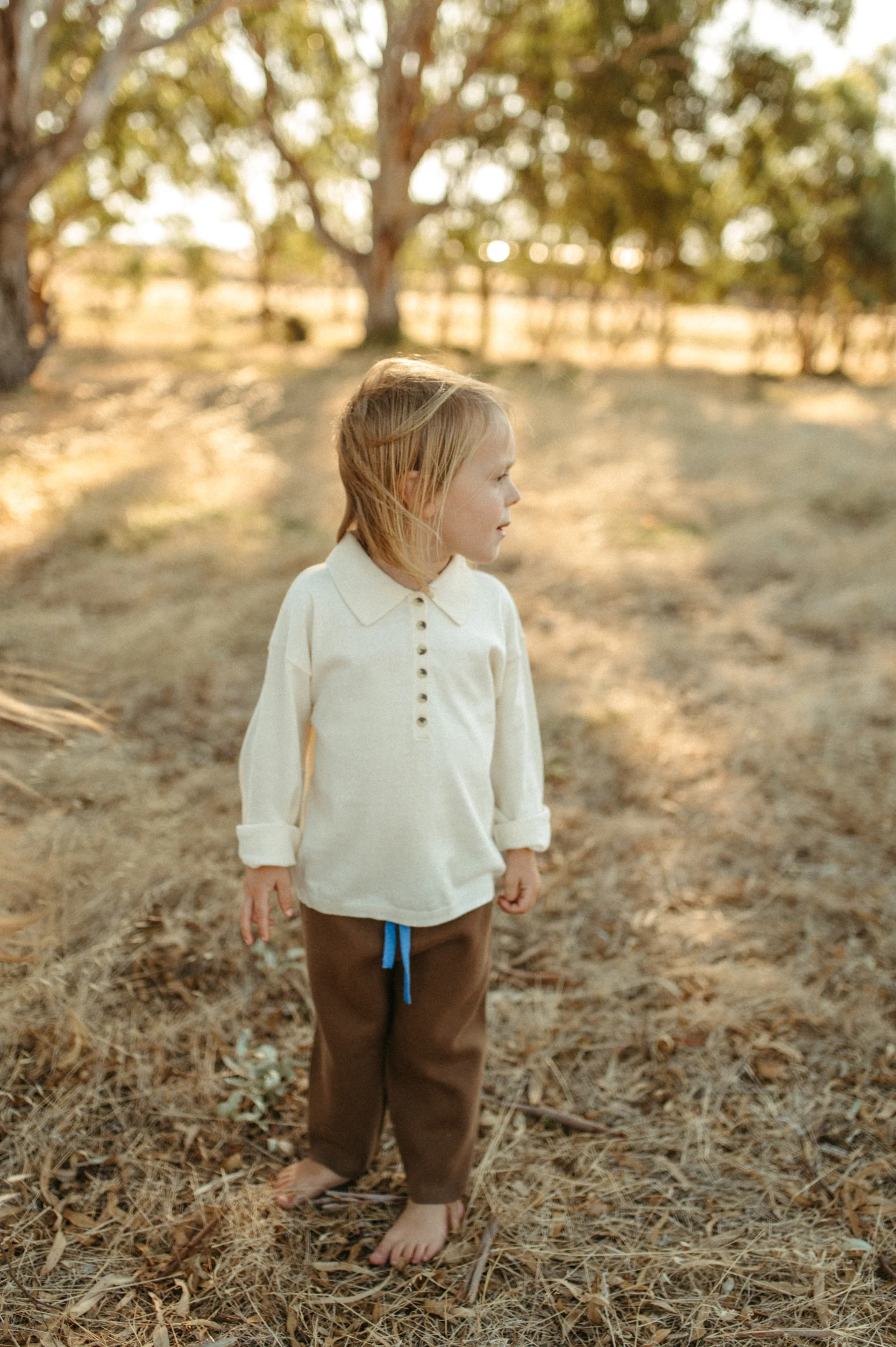 Grown Organic Collar Long Sleeve Tee - Milk - Image 2