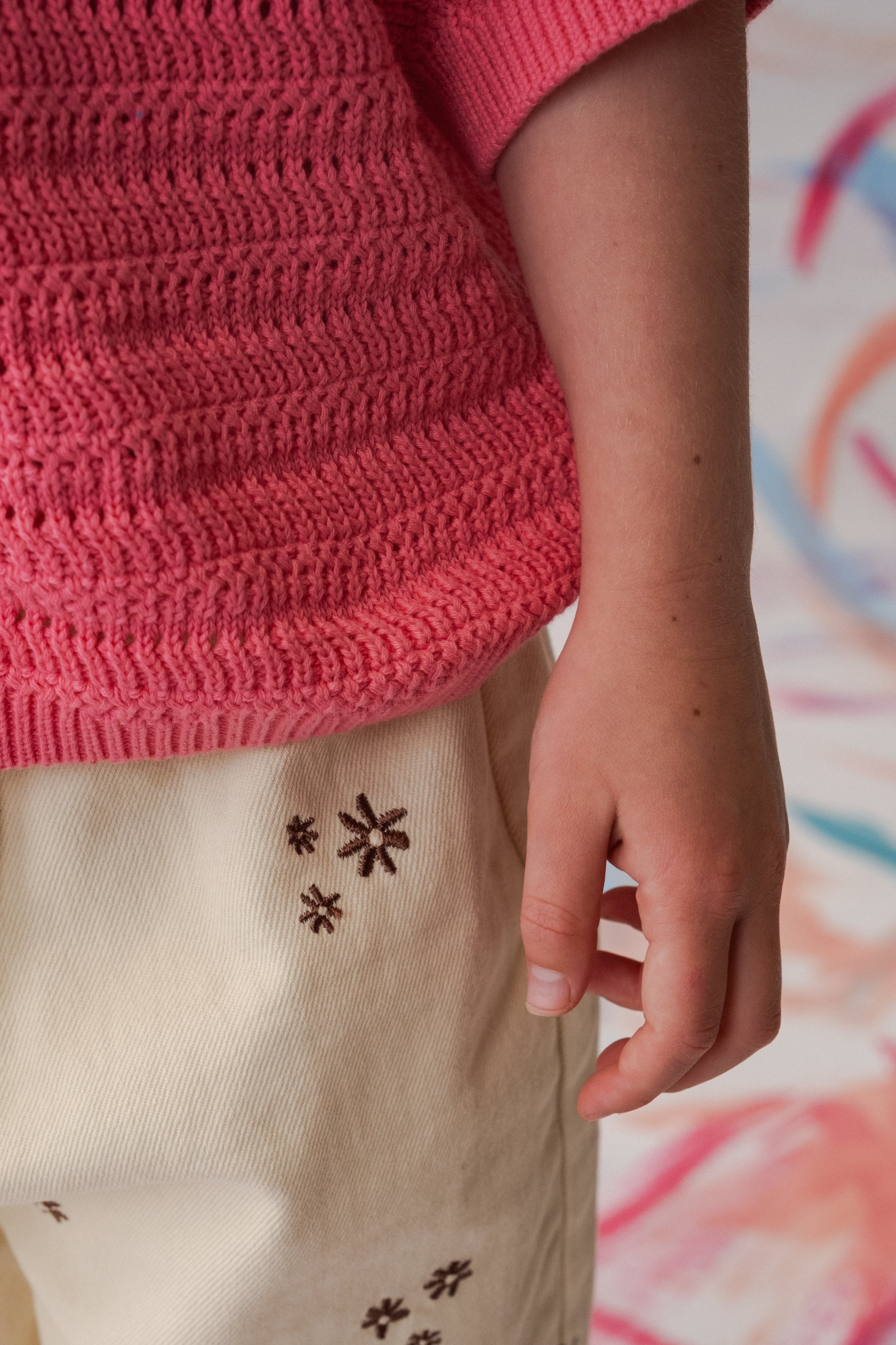 Organic Heavy Knit Tee - Bright Sorbet - Image 5