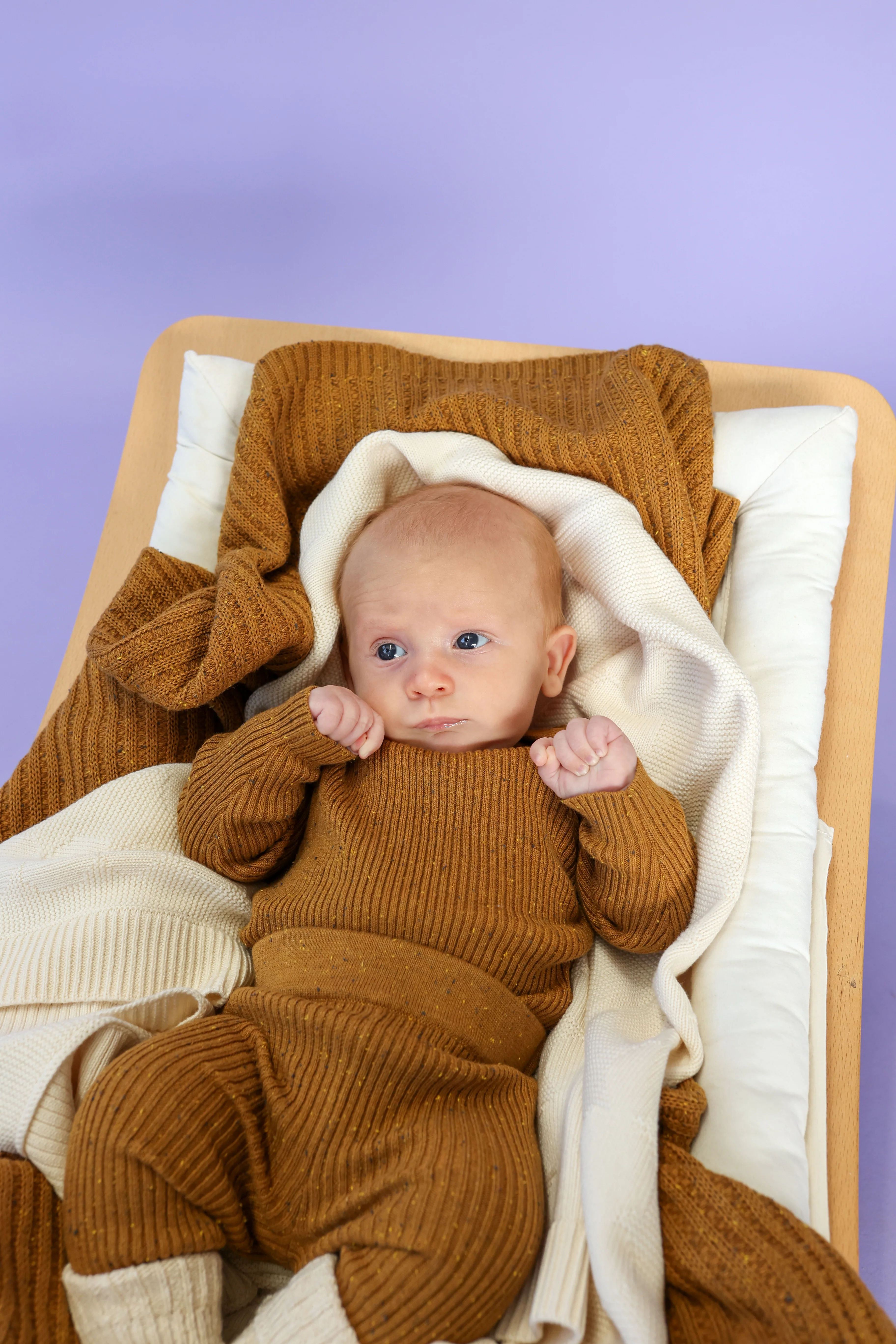 Organic Rib Knit Baby Blanket - Golden Speckle - Image 4