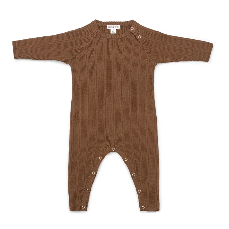 Grown Organic Ribbed Jumpsuit - Espresso