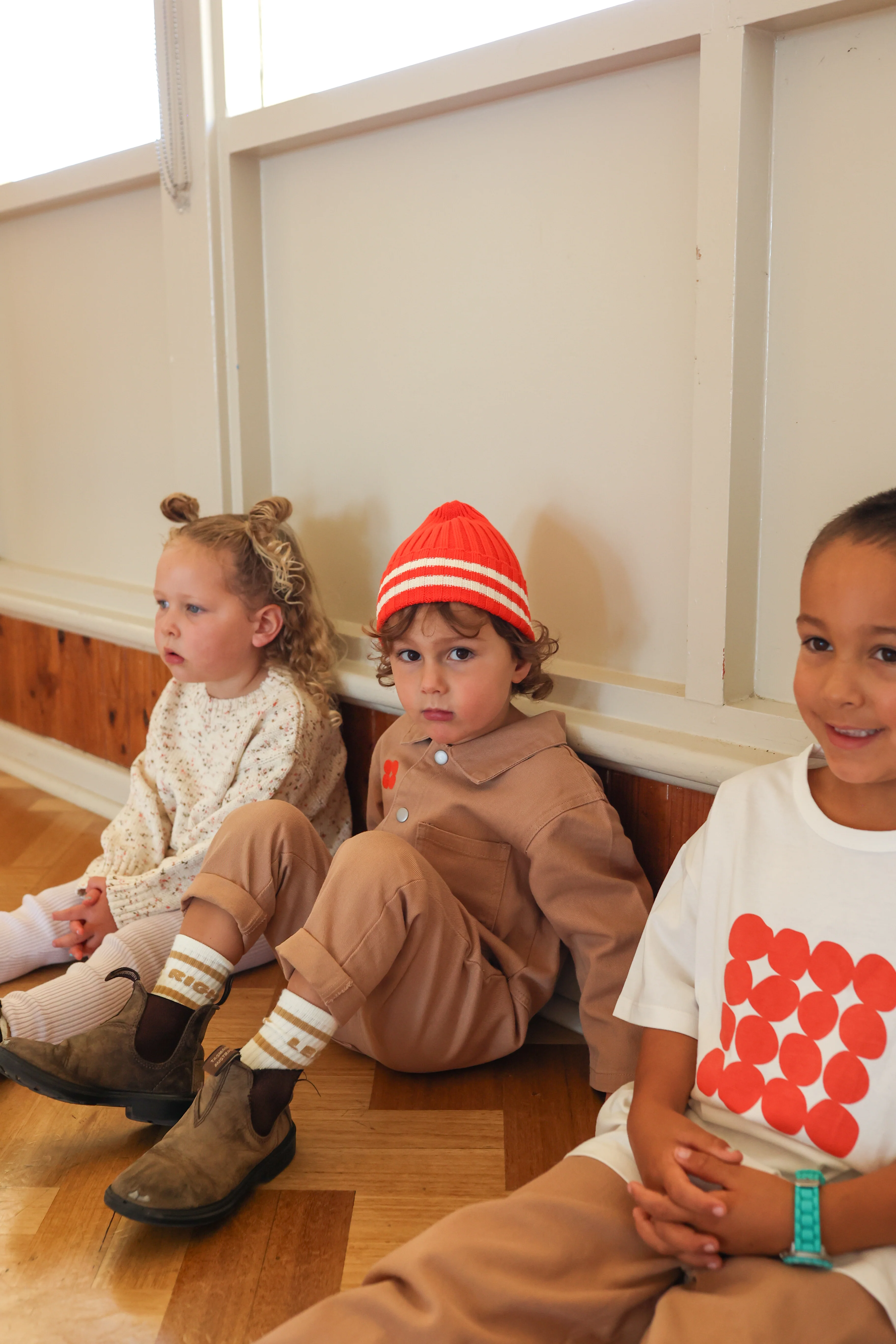 Organic Striped Pixie Beanie - Tomato - Image 2