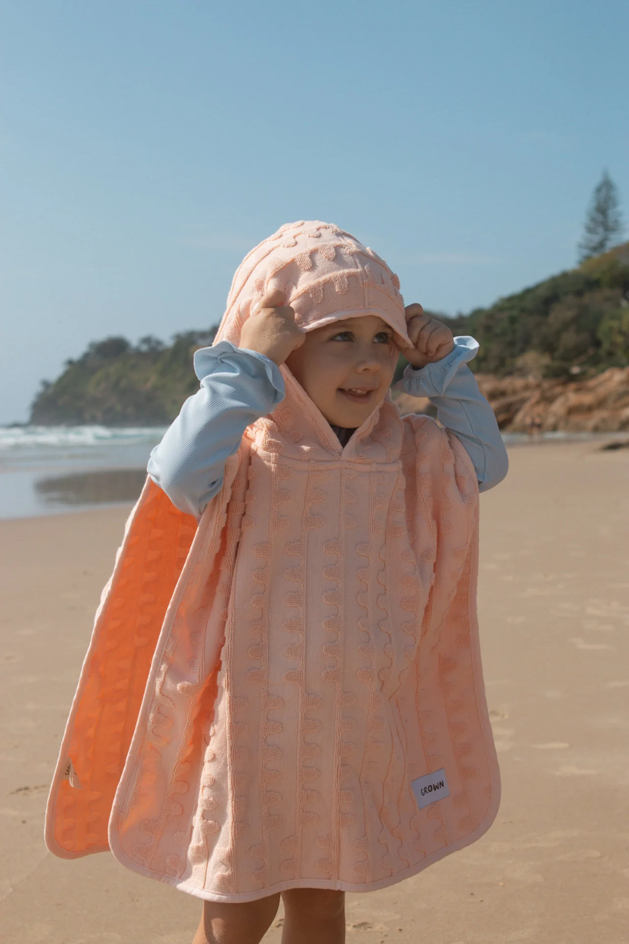 Terry Towelling Flow Poncho - Peachy - Image 2