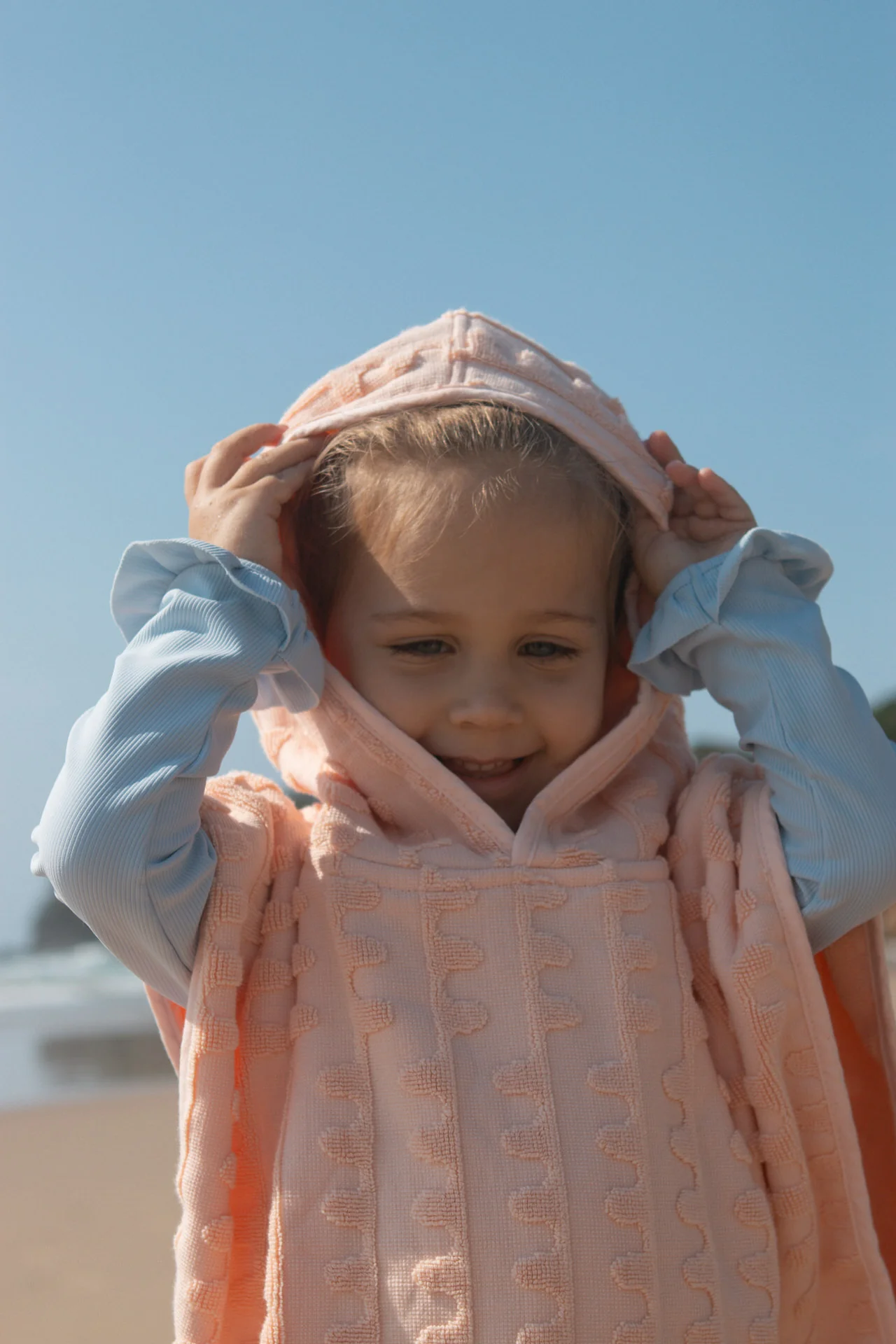 Terry Towelling Flow Poncho - Peachy - Image 3