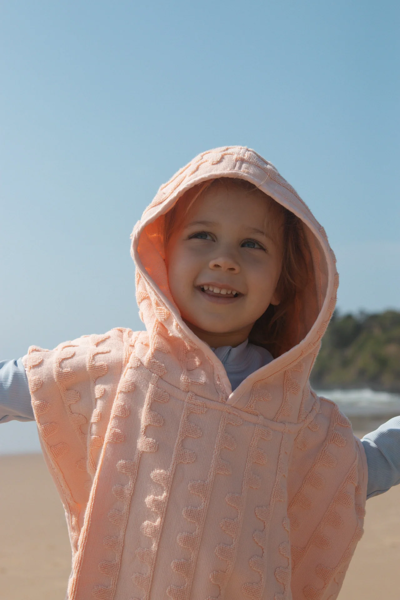 Terry Towelling Flow Poncho - Peachy - Image 4