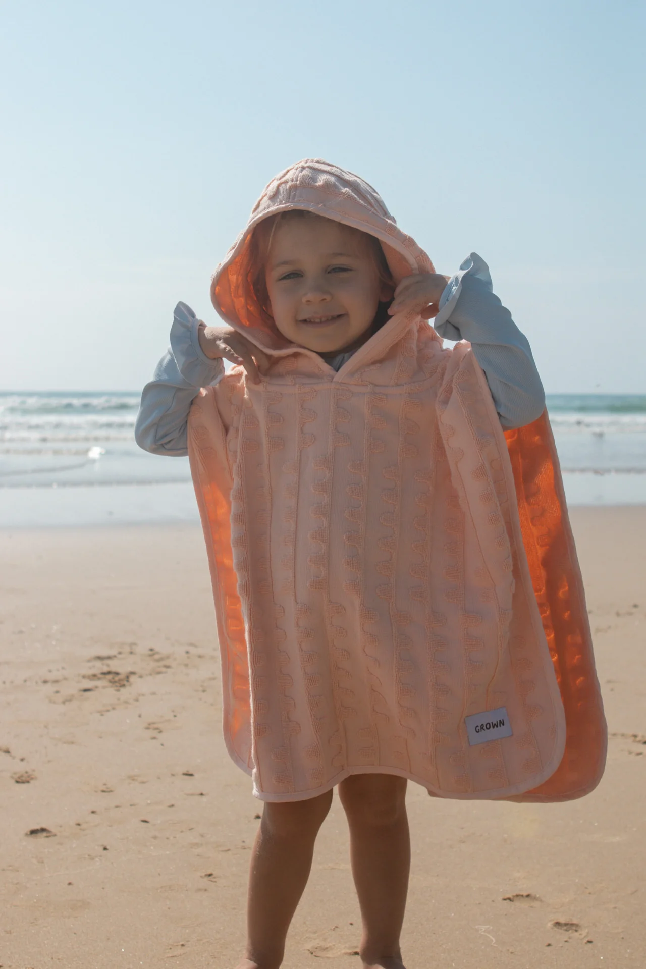 Terry Towelling Flow Poncho - Peachy - Image 6