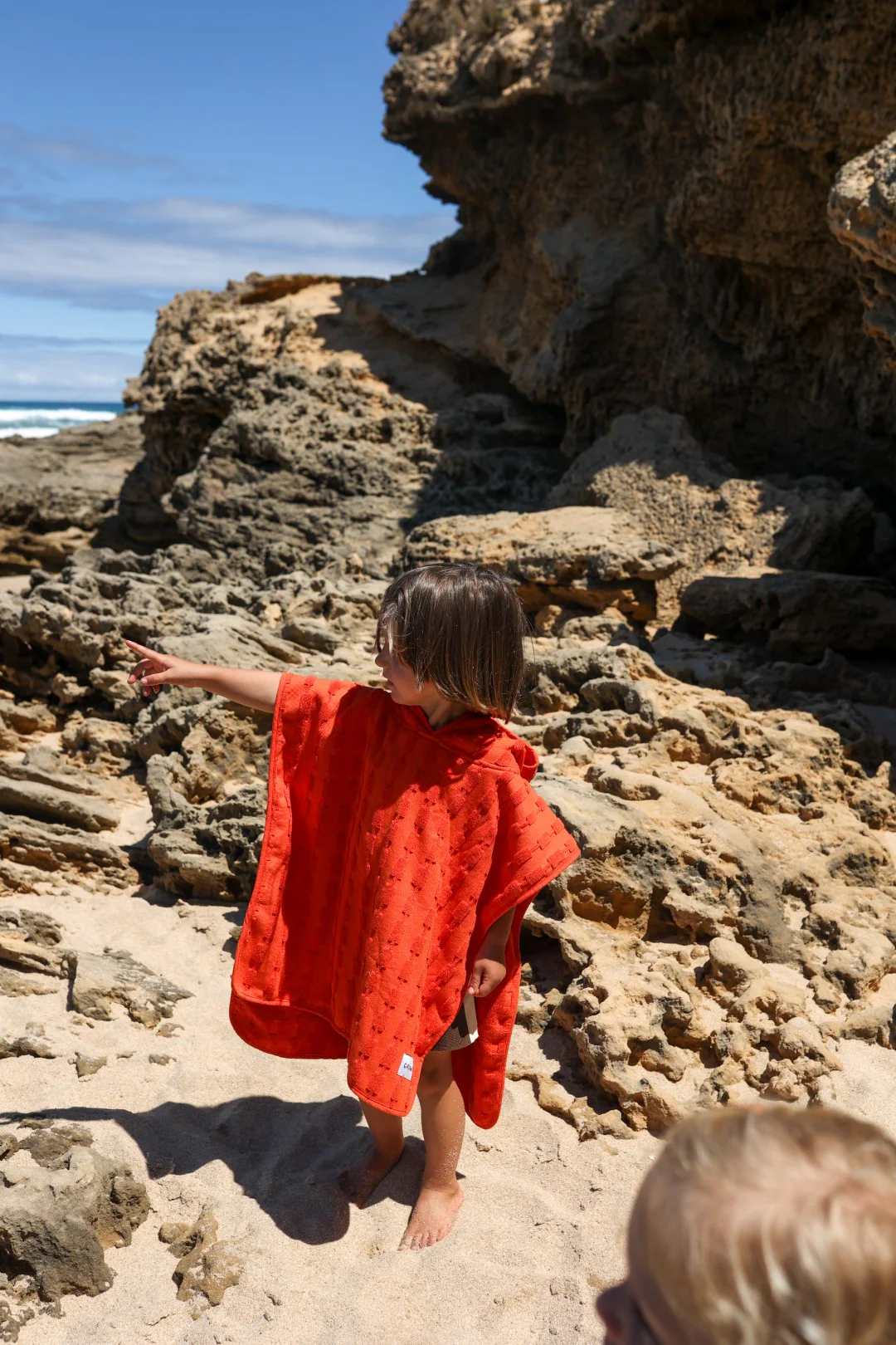 Grown Terry Towelling Poncho - Rosso - Image 3