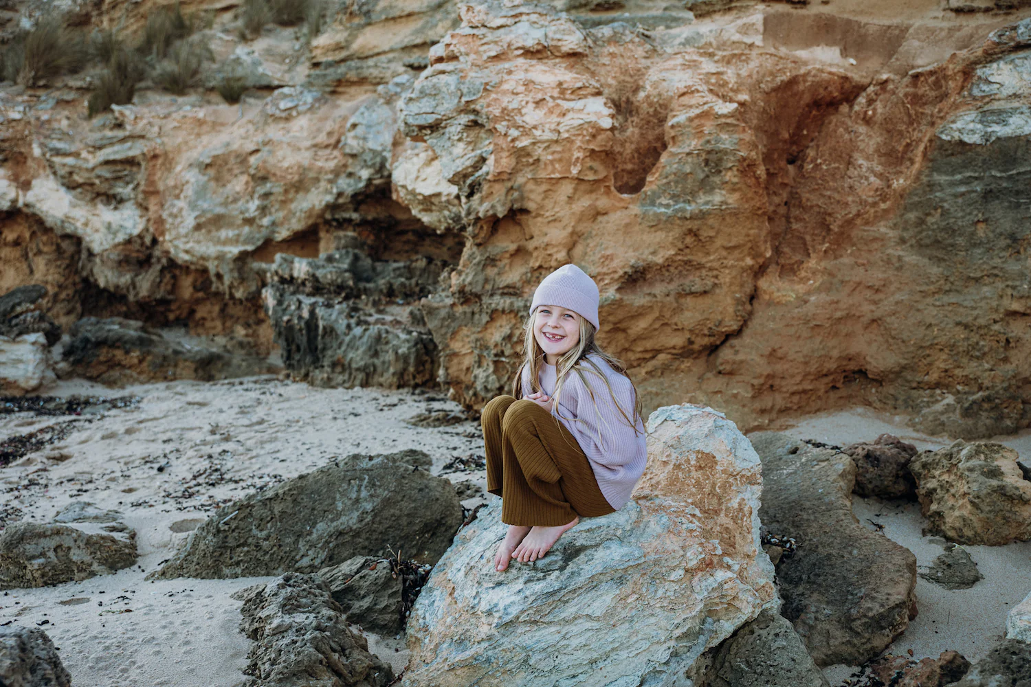 Grown Merino Rib Beanie - Blush - Image 2