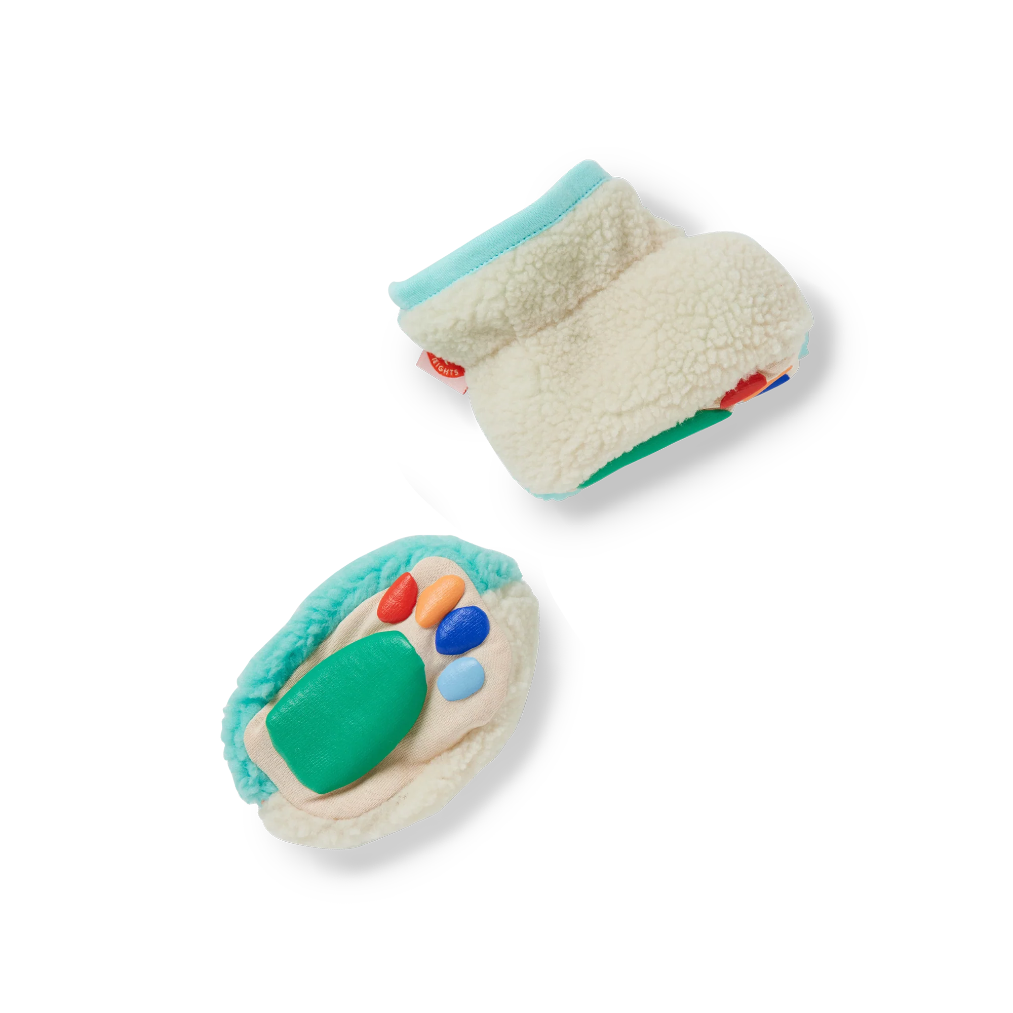 Sherpa Baby Booties - Aqua & Cream