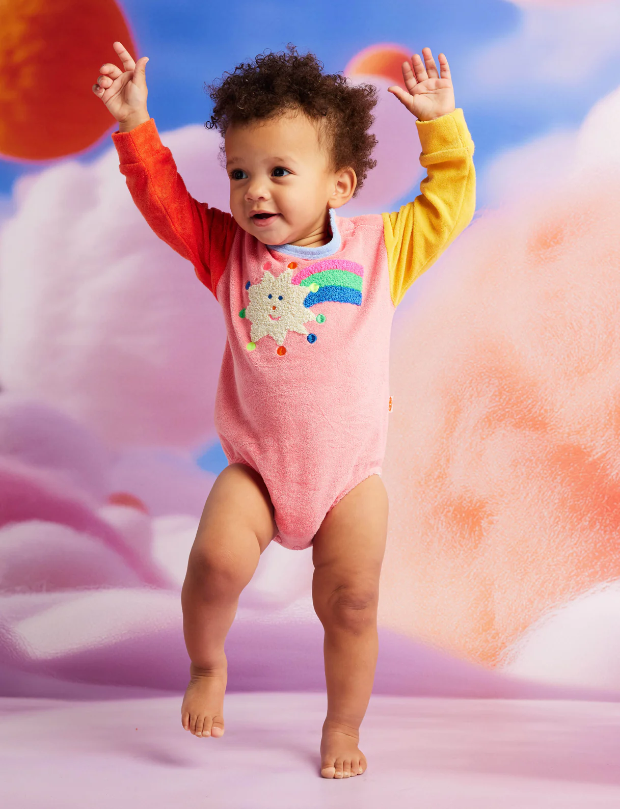 Stars Pink Terry Long Sleeve Bodysuit - Image 3