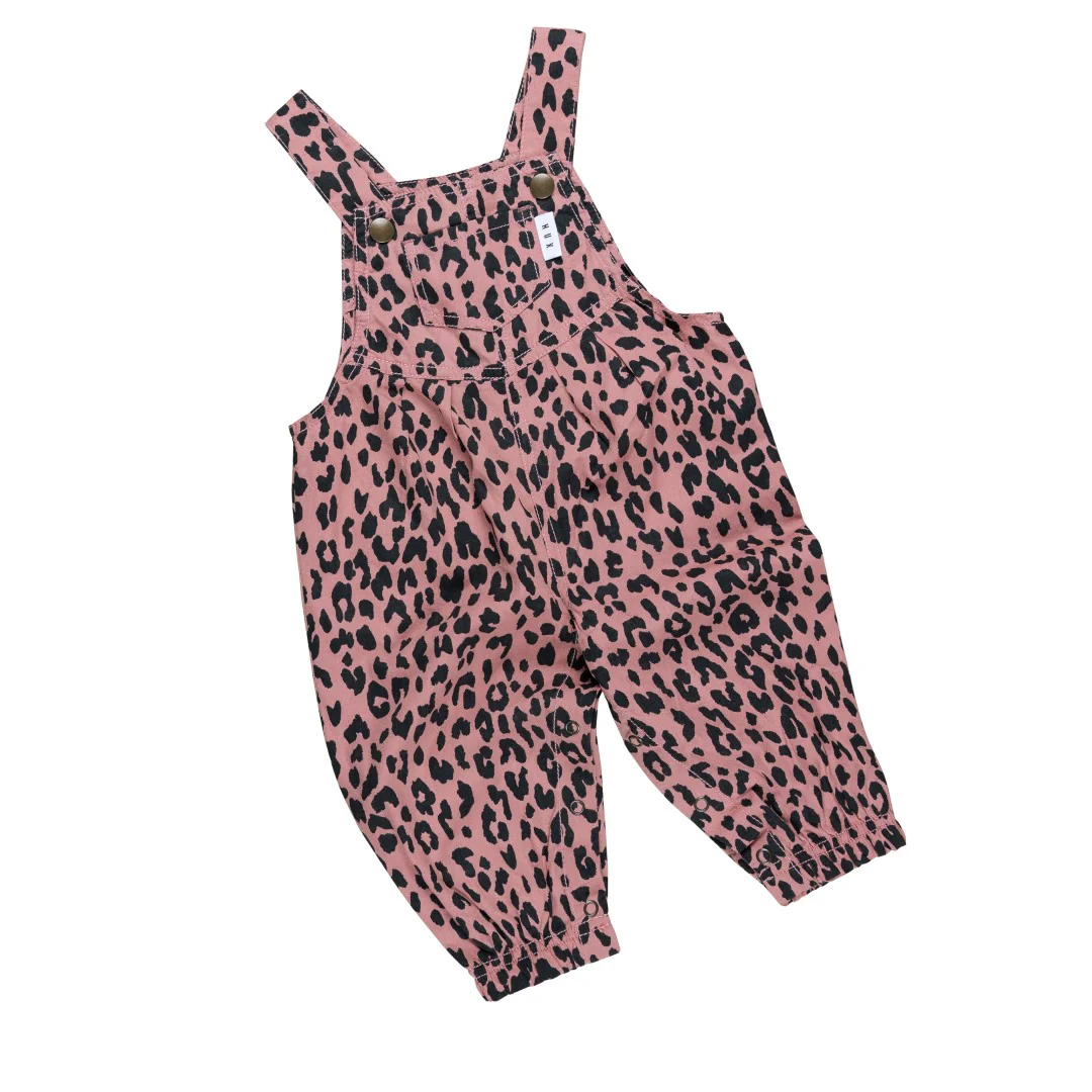 Huxbaby AW22 Drop 1 Leopard Overalls - Dusty Rose - Image 4