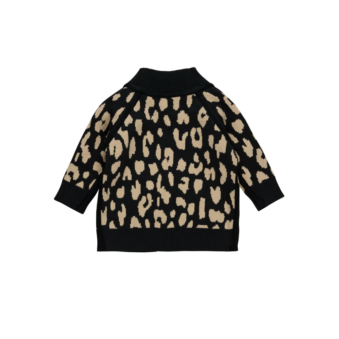 Huxbaby AW22 Drop 1 Leopard Reversible Knit Bomber Jacket - Black - Image 3