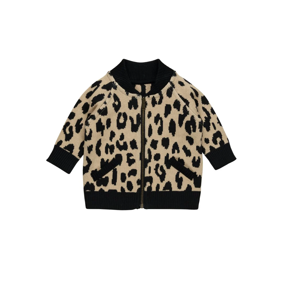 Huxbaby AW22 Drop 1 Leopard Reversible Knit Bomber Jacket - Black - Image 5