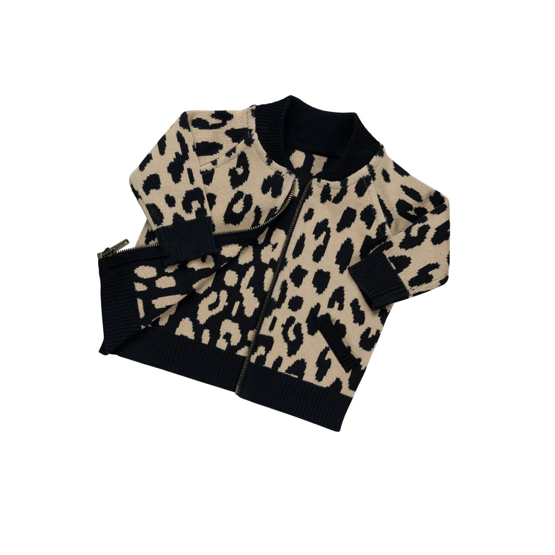 Huxbaby AW22 Drop 1 Leopard Reversible Knit Bomber Jacket - Black - Image 6