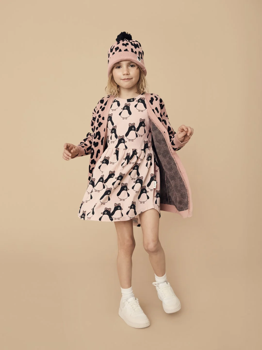 Huxbaby AW22 Drop 1 Leopard Knit Beanie - Dusty Rose - Image 2