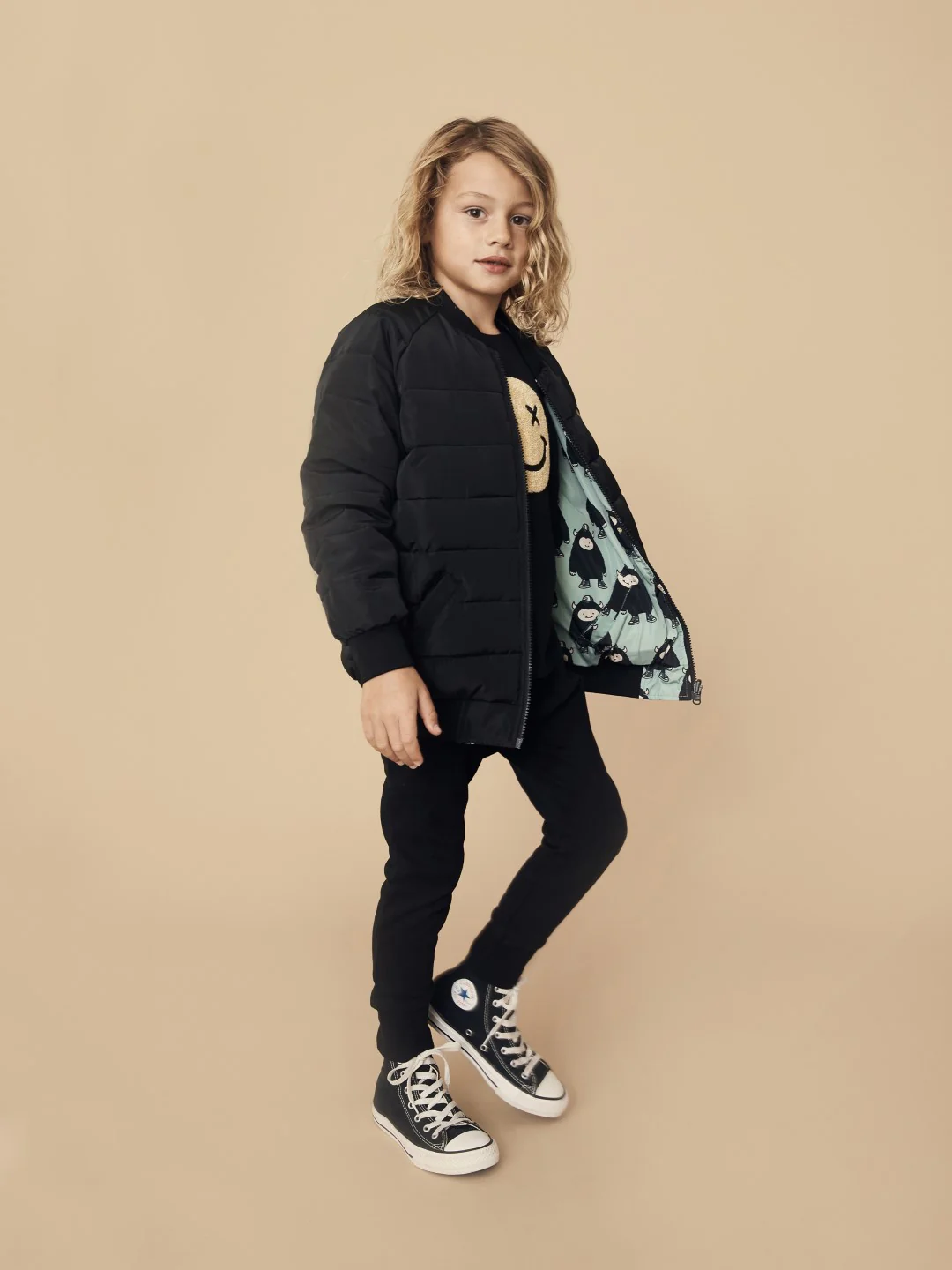 Huxbaby AW22 Drop 1 Monster Reversible Bomber - Wasabi + Black - Image 6