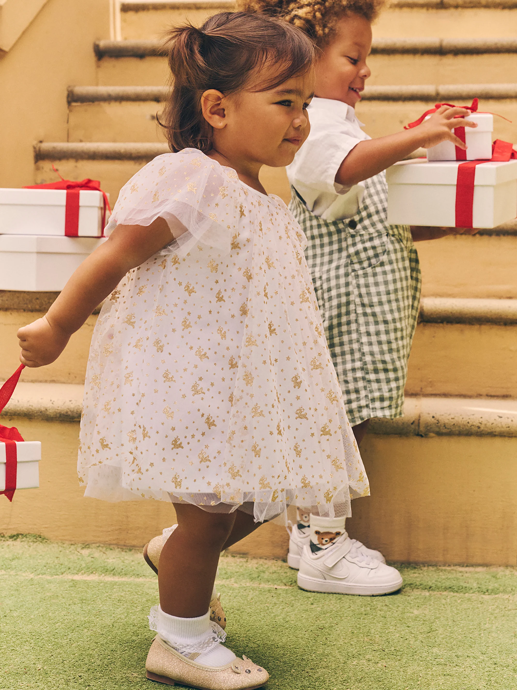Christmas Reindeer Tulle Dress - White - Image 2