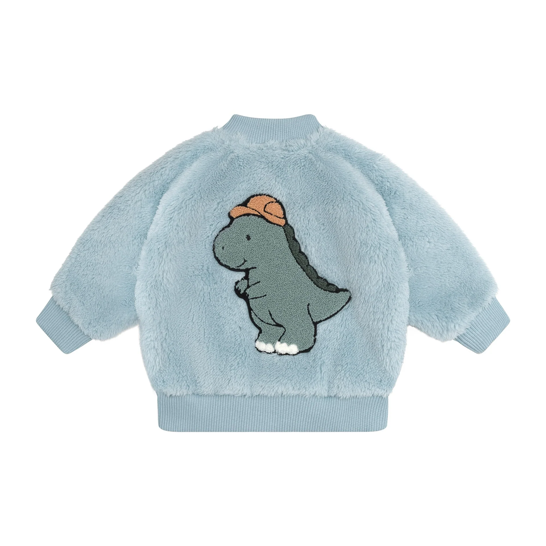 Construction Dino Faux Fur Jacket - Marine Blue - Image 4