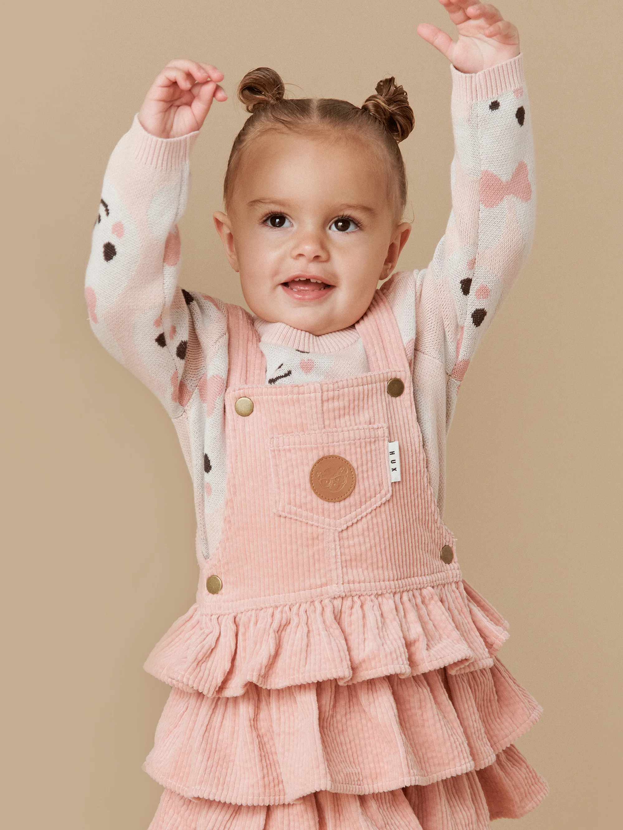 Huxbaby Cord Overall Frill Dress - Rosebud - Image 4