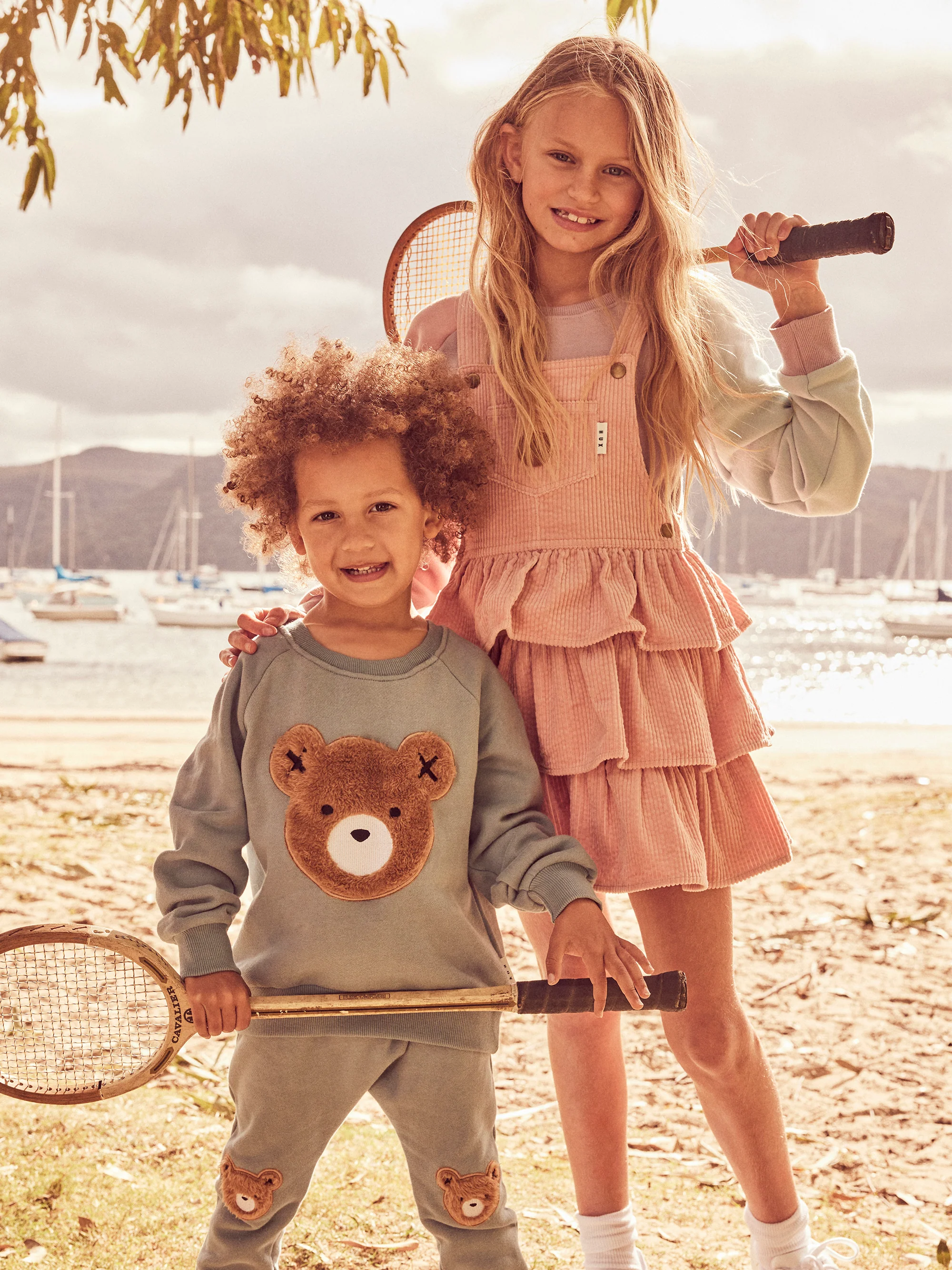 Huxbaby Cord Overall Frill Dress - Rosebud - Image 6
