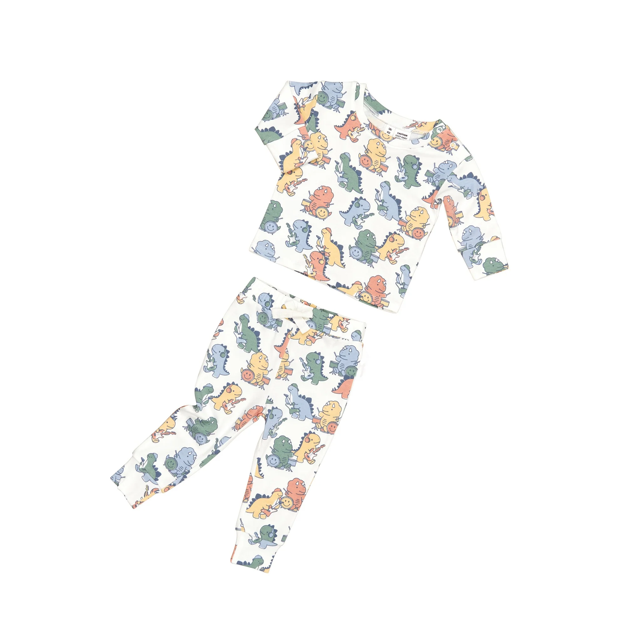 Dino Band Pj Set - Almond Milk - Image 4