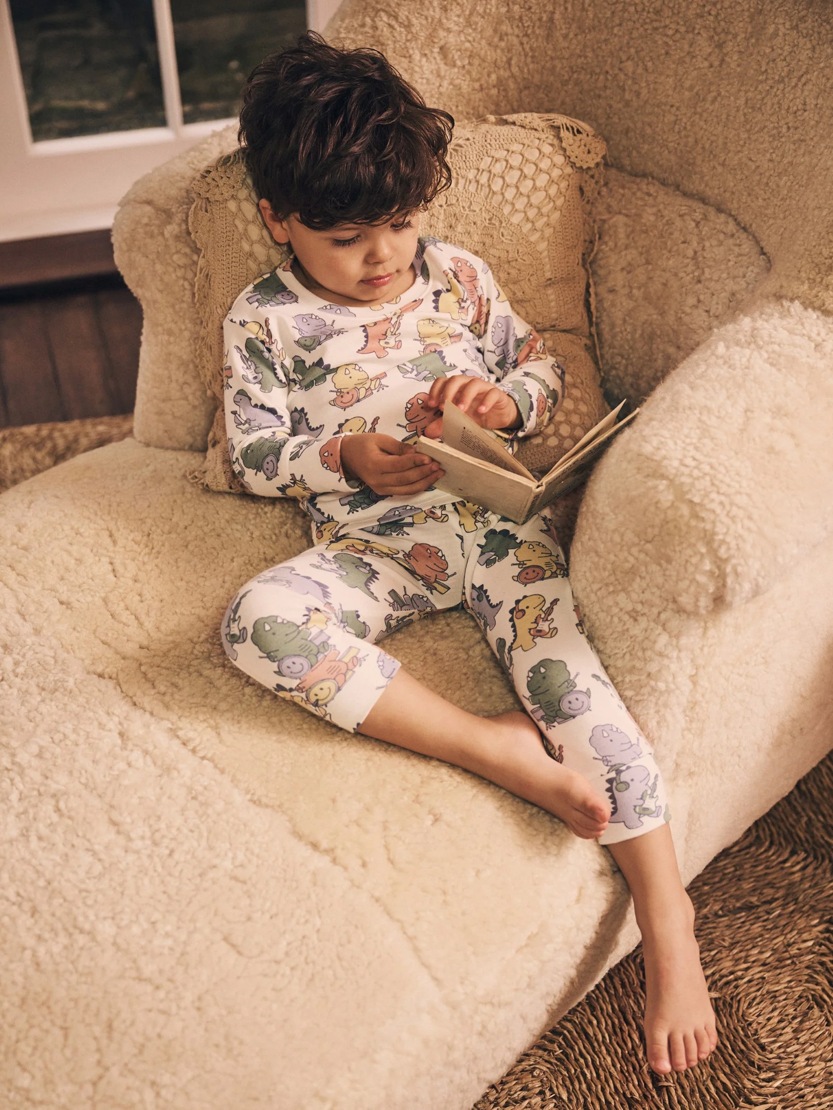 Dino Band Pj Set - Almond Milk - Image 5