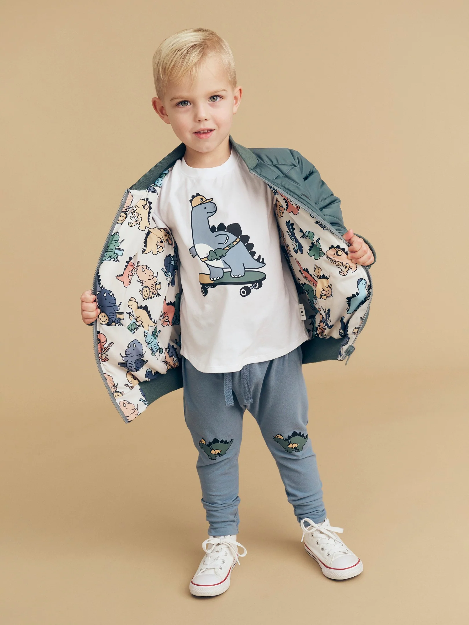 Dino Band Reversible Bomber - Light Spruce - Image 7