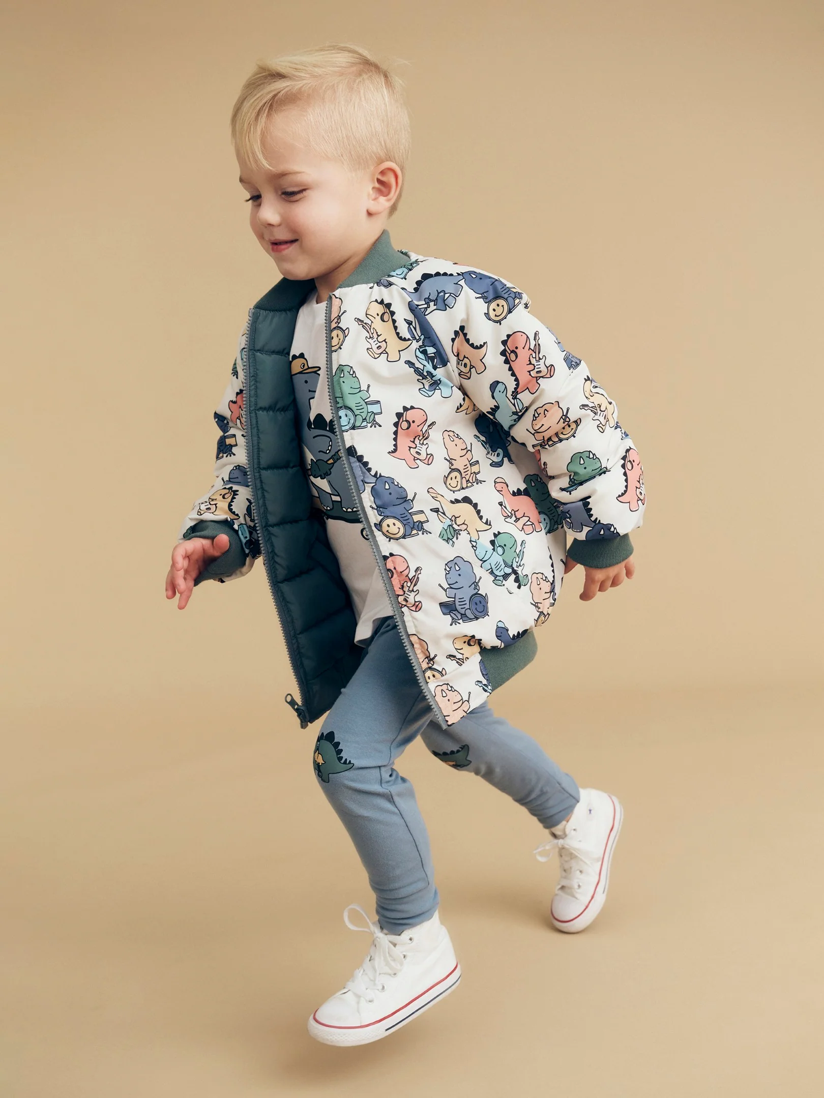 Dino Band Reversible Bomber - Light Spruce - Image 8