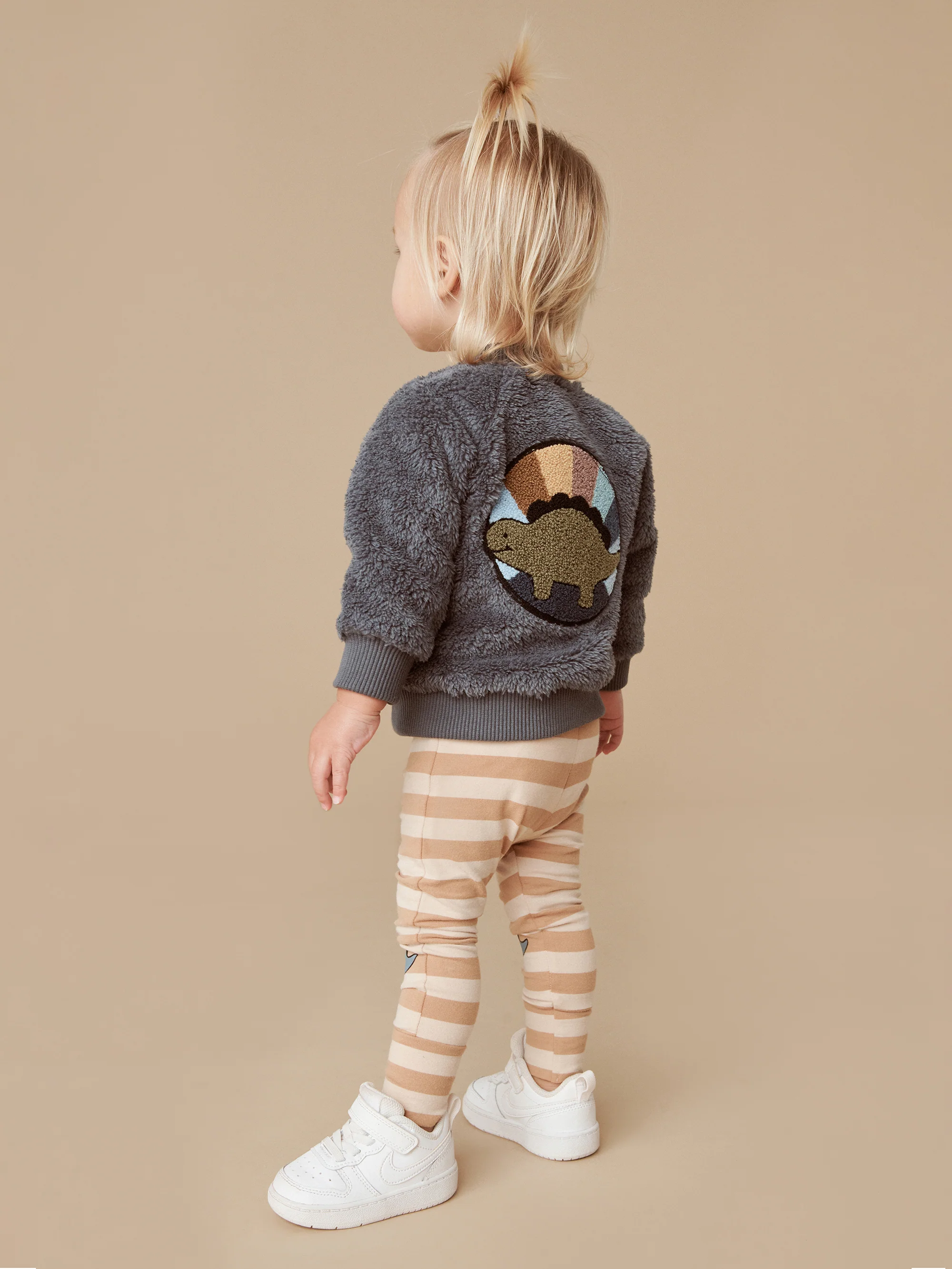 Huxbaby Dino Knee Stripe Legging - Biscuit + Wheat - Image 8