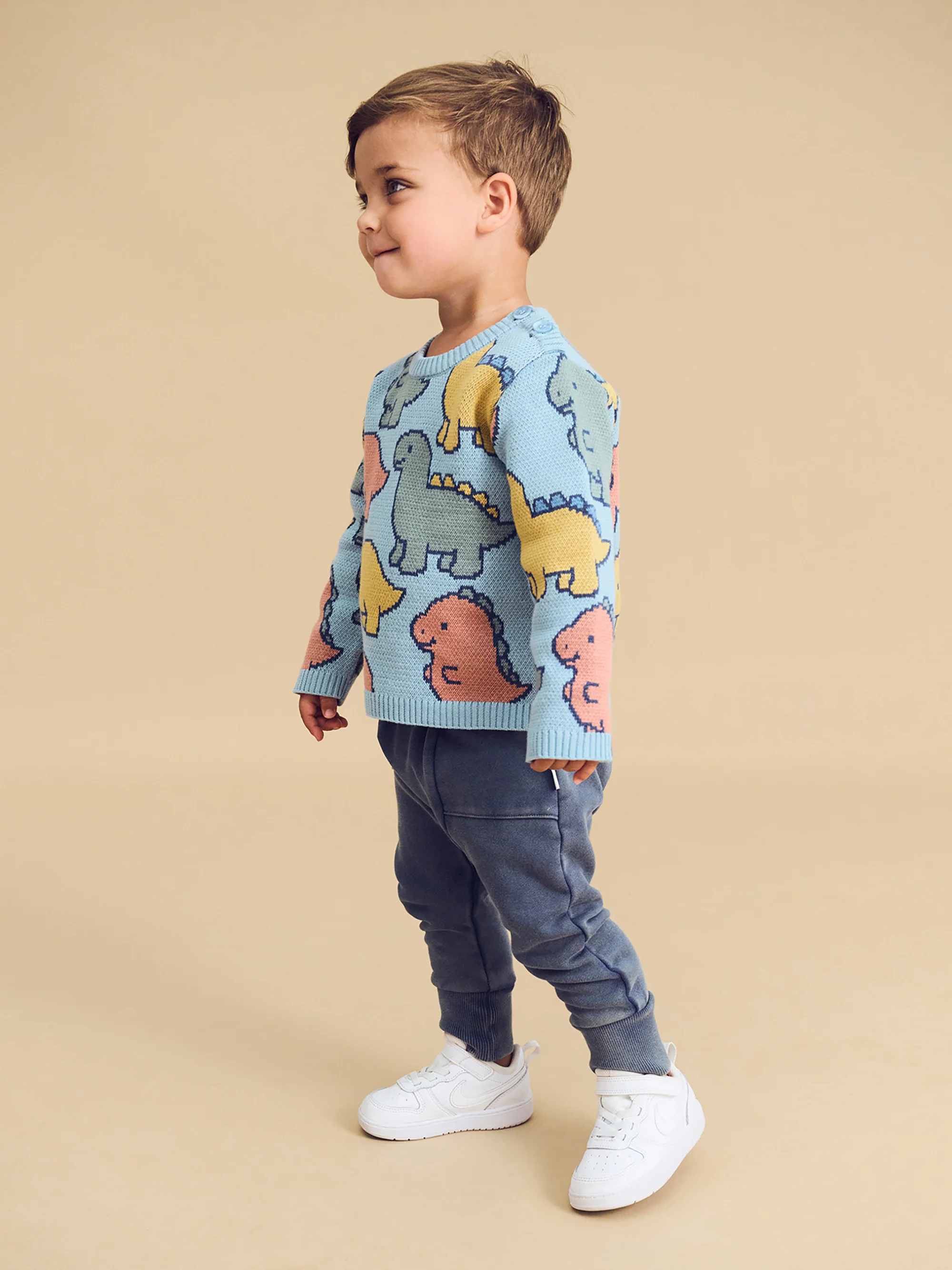 Dino Play Knit Jumper - Marine Blue - Image 3