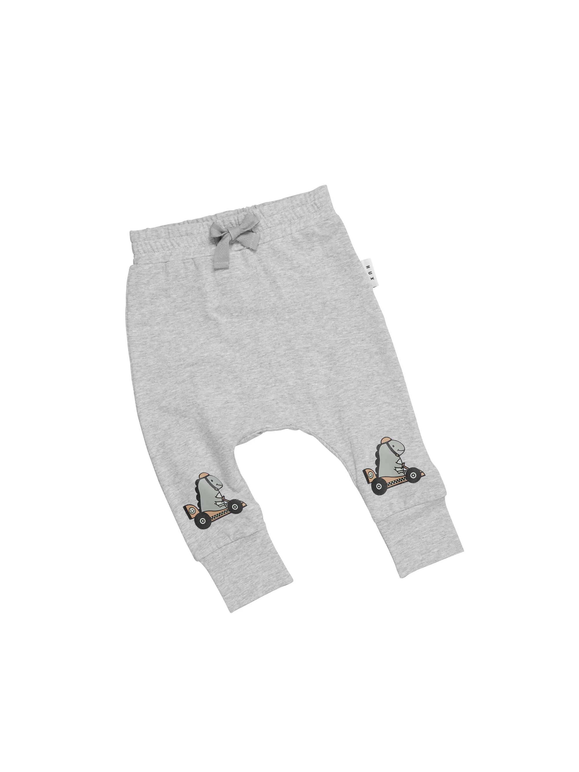 Huxbaby Dino Racer Knee Drop Crotch Pant - Grey Marle - Image 3