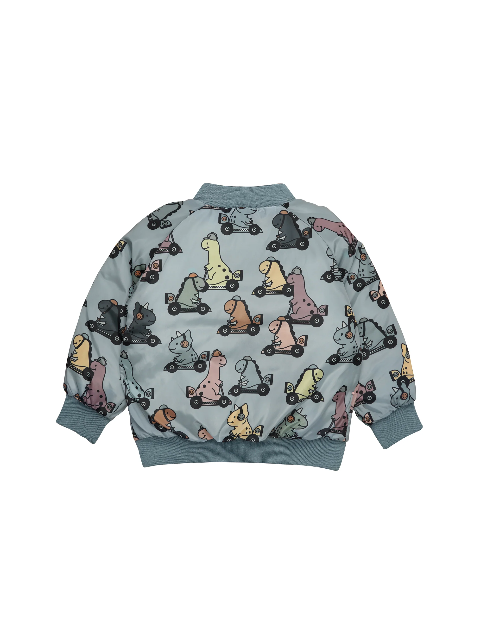 Huxbaby Dino Racer Reversible Bomber - Slate + Teal - Image 4