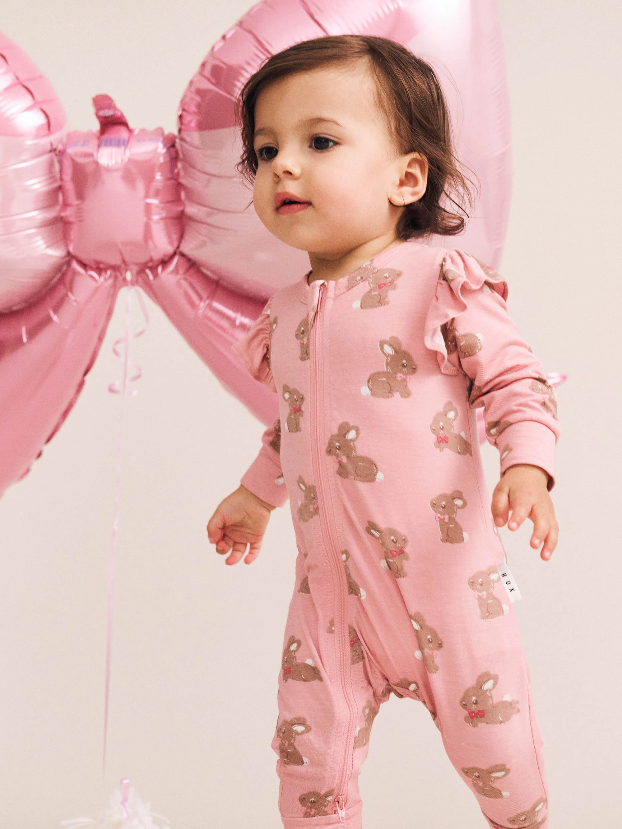 Dusty Pink Bunny Zip Romper - Image 2