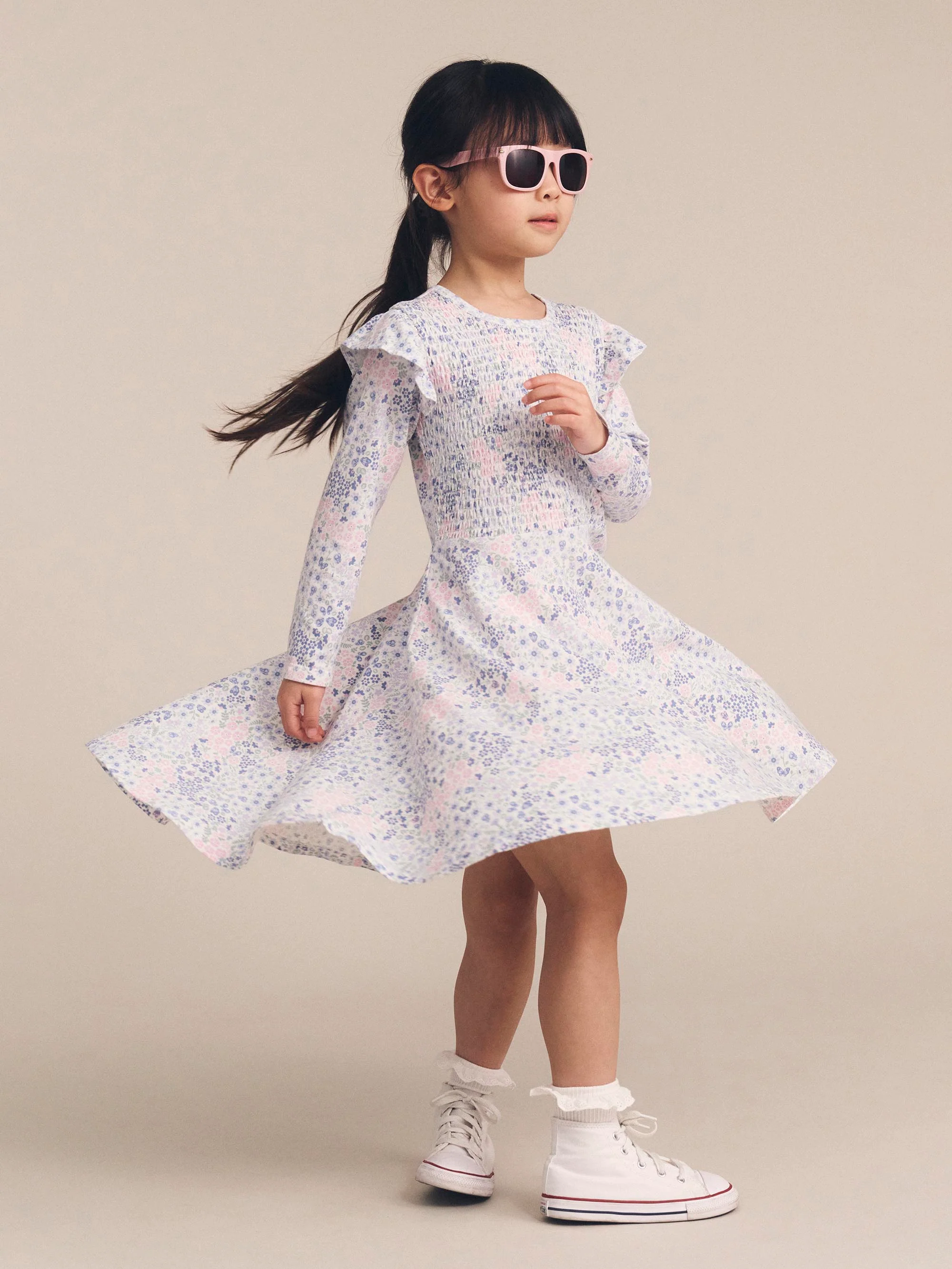 Huxbaby Flower Garden Shirred Long Sleeve Dress - Image 2