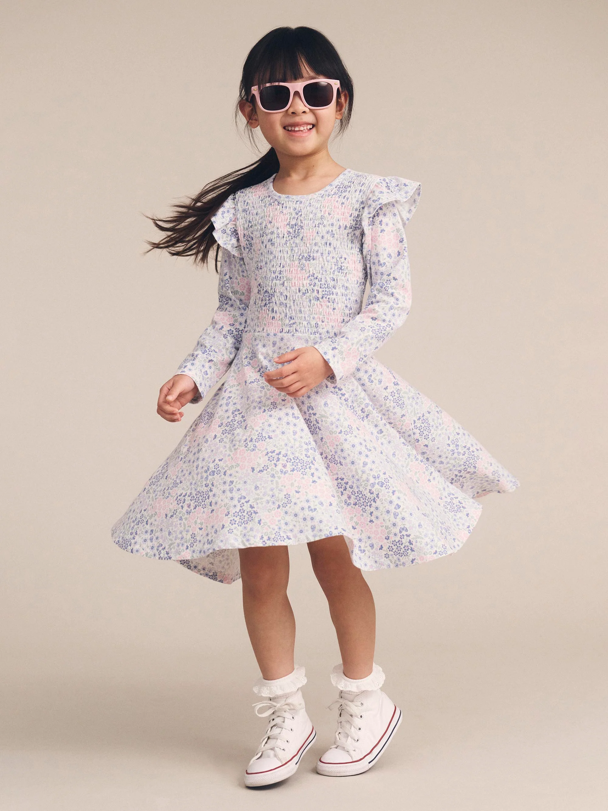 Huxbaby Flower Garden Shirred Long Sleeve Dress - Image 3