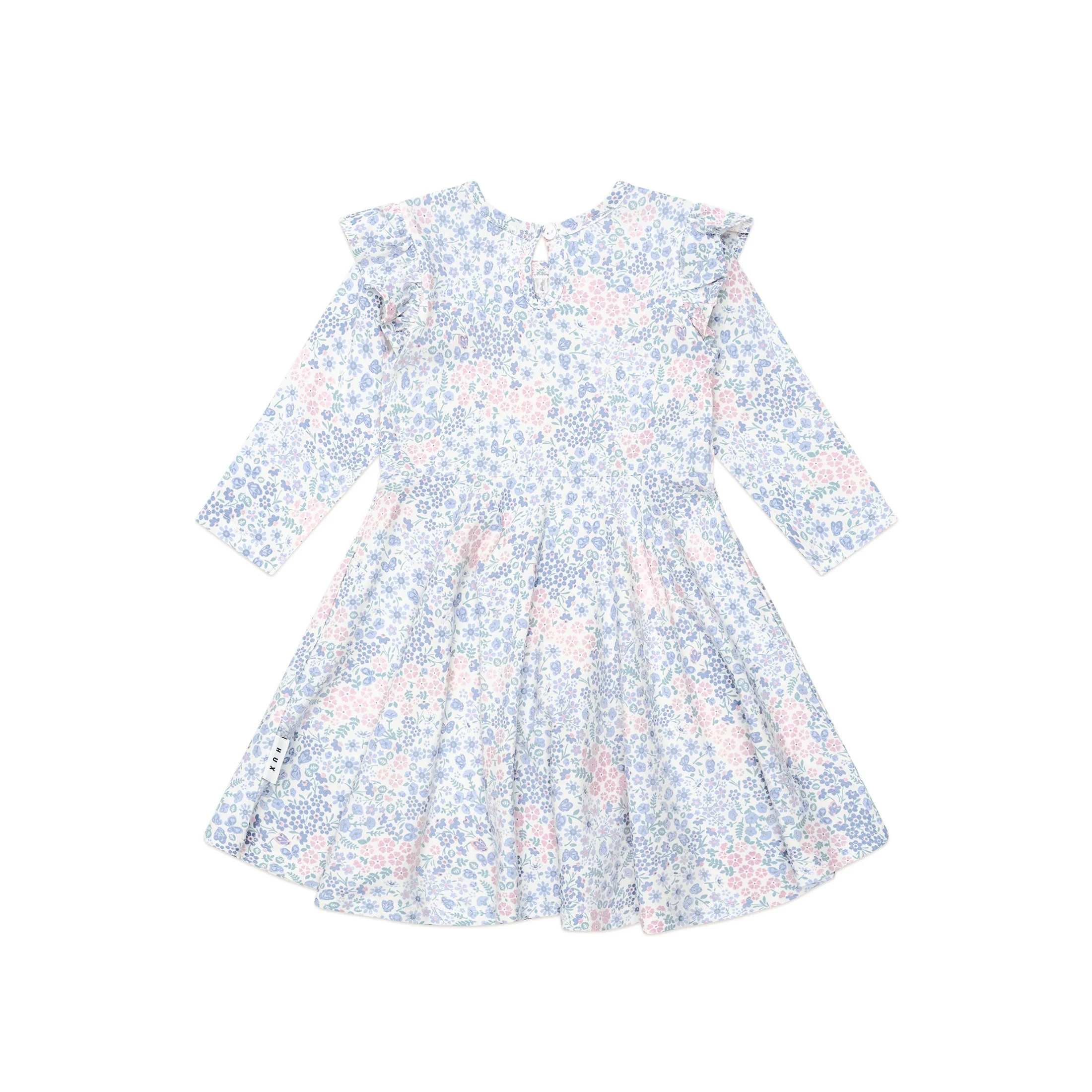 Huxbaby Flower Garden Shirred Long Sleeve Dress - Image 4