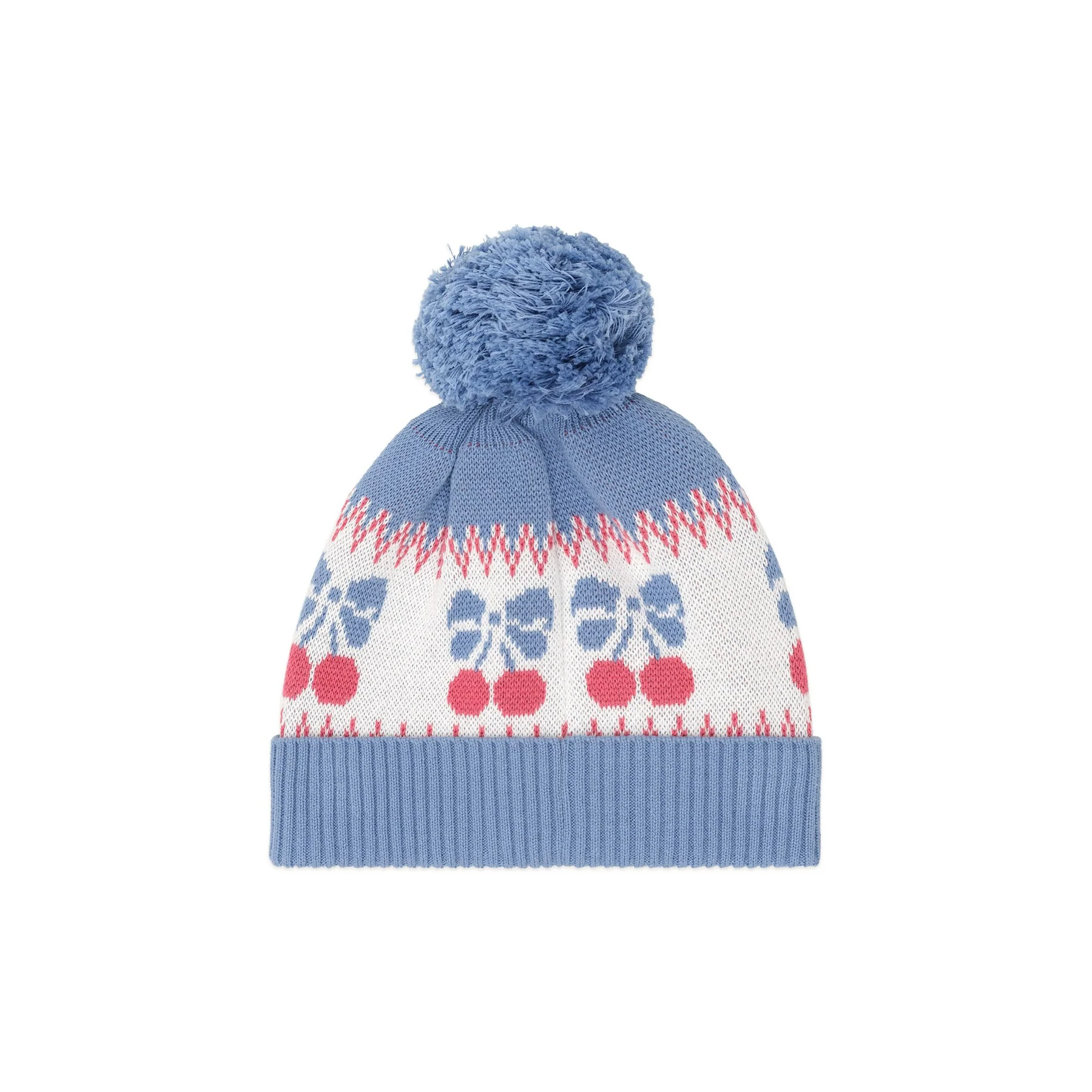 Folk Cherry Bow Beanie - Bijou Blue - Image 5