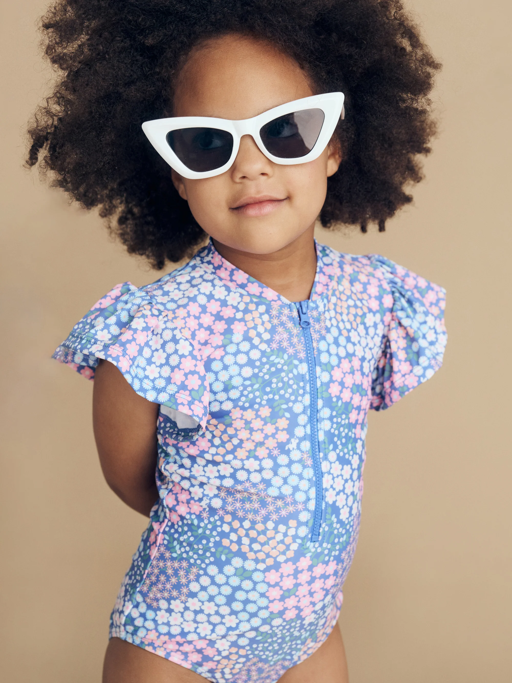 Garden Floral Frill Zip Swimsuit - Image 2