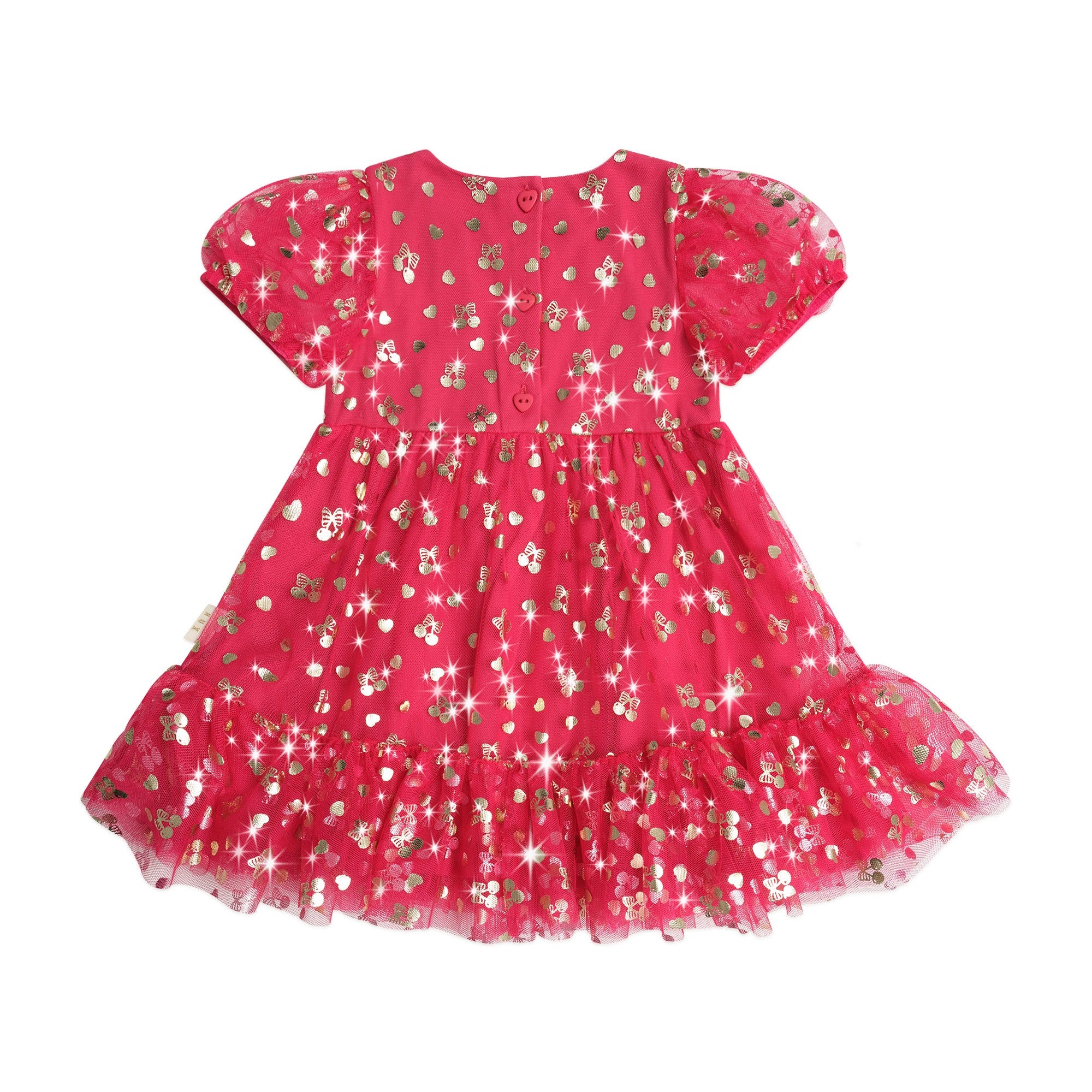 Golden Cherries Puff Sleeve Tulle Dress - Image 5