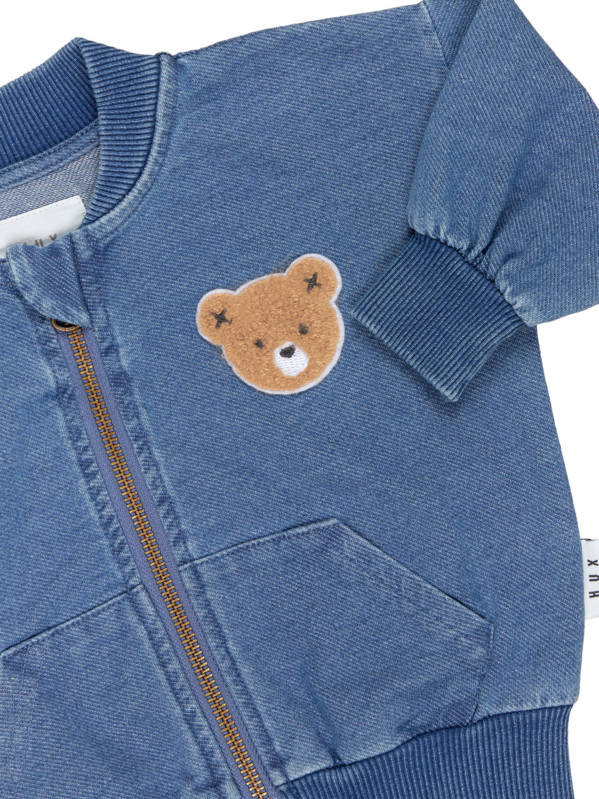 Hux Bear Knit Denim Bomber Jacket - Image 4